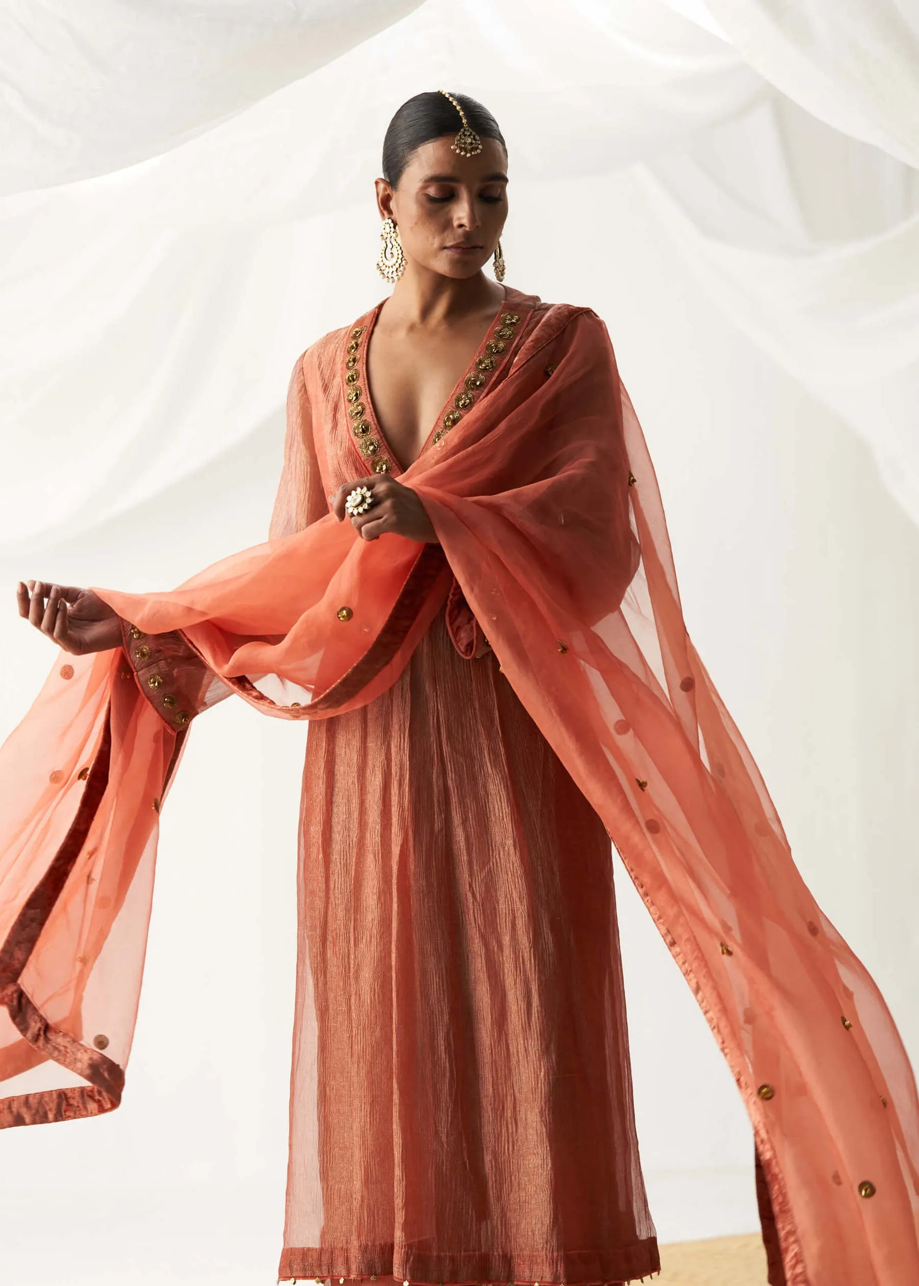 Nurvi peach kurta set
