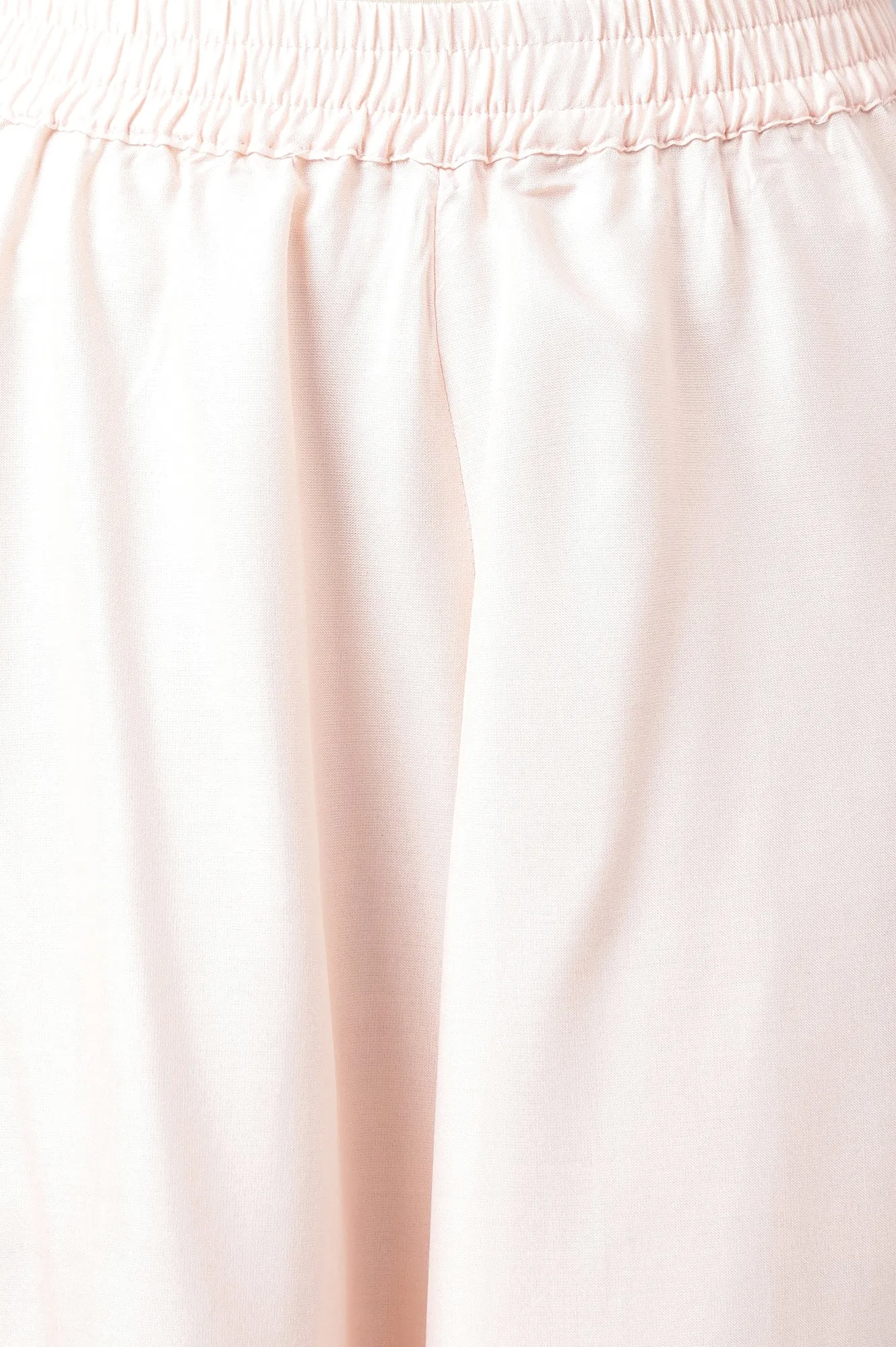 Off-white Yarn-Dyed Stripe kurta with Light Pink Culottes
