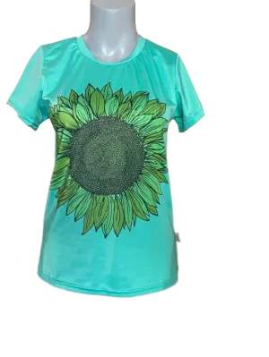 O'Neill UV Protect Green Sunflower Rash Guard Tee