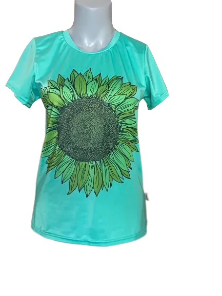 O'Neill UV Protect Green Sunflower Rash Guard Tee