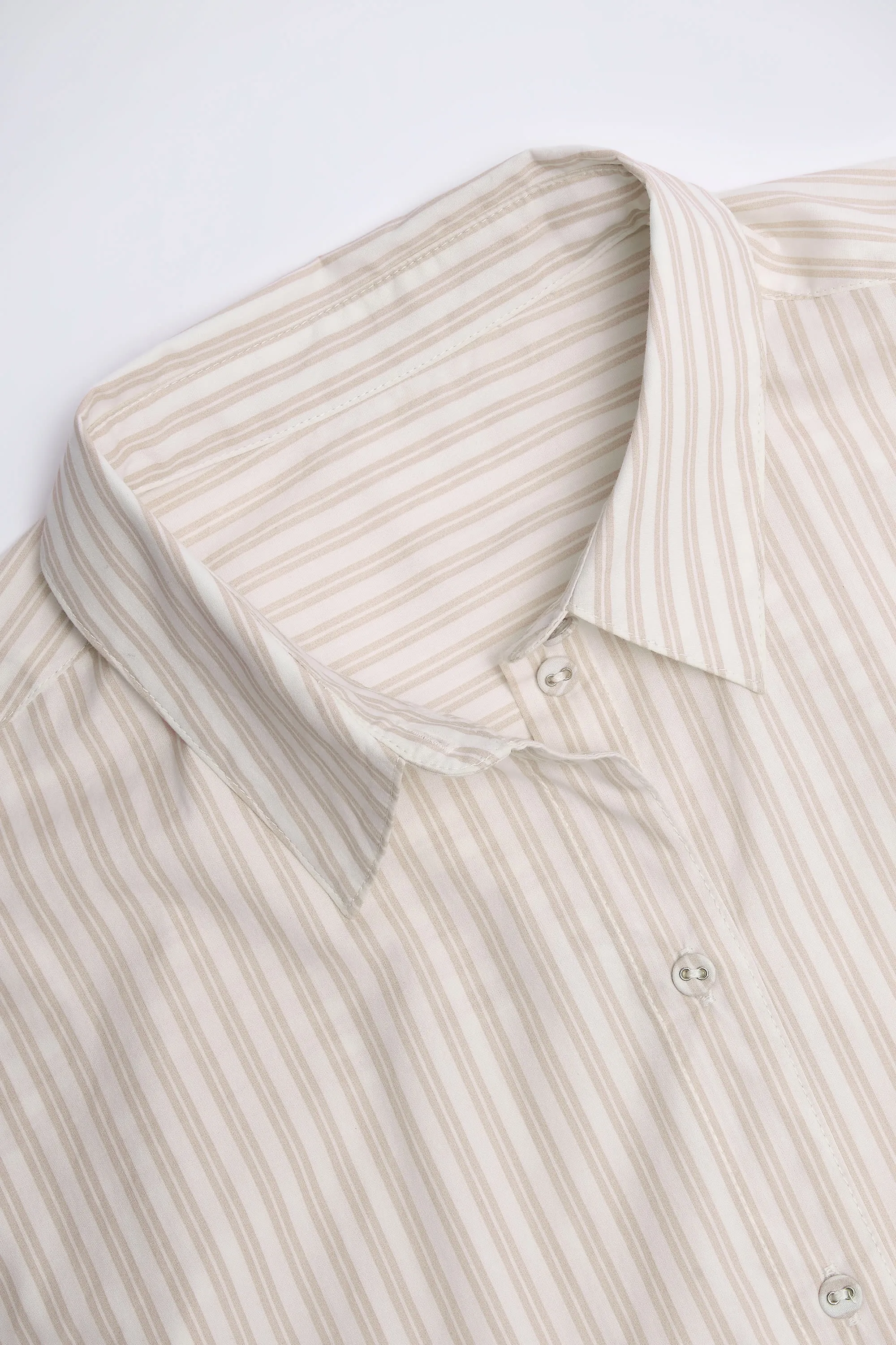 Oversized Shirt in Light Taupe Stripe