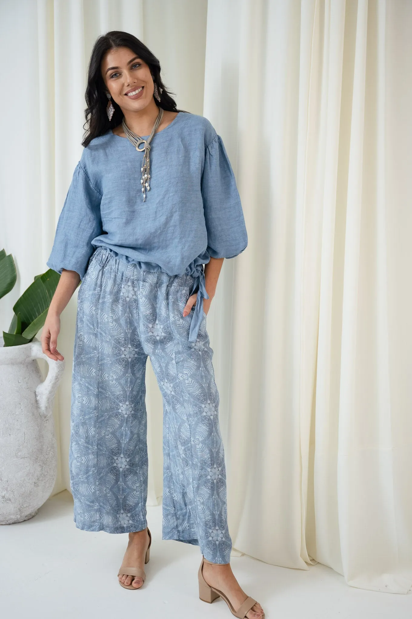 Patrice Puff Sleeve Top | Jeans Blue