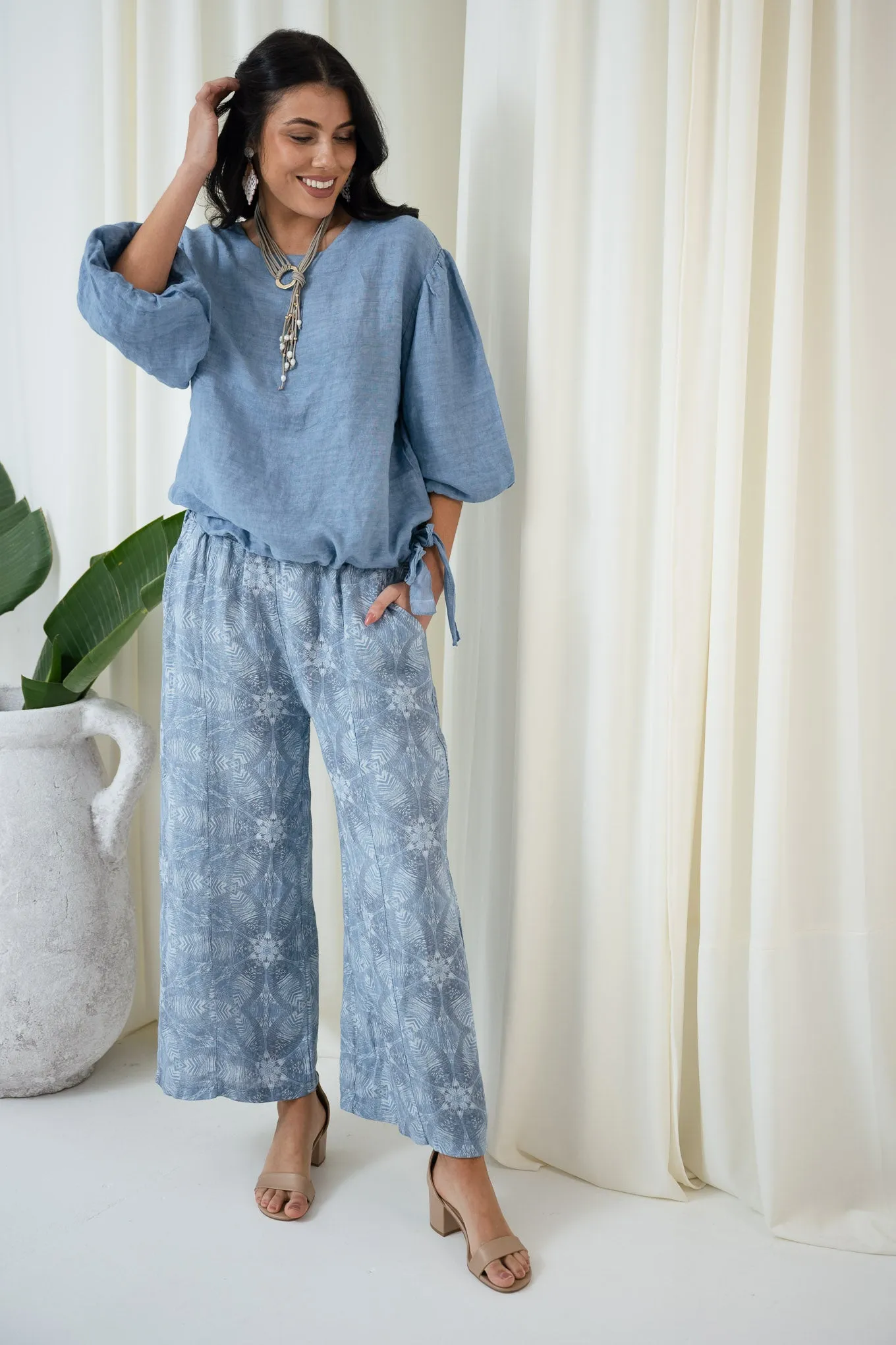 Patrice Puff Sleeve Top | Jeans Blue