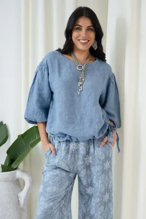 Patrice Puff Sleeve Top | Jeans Blue
