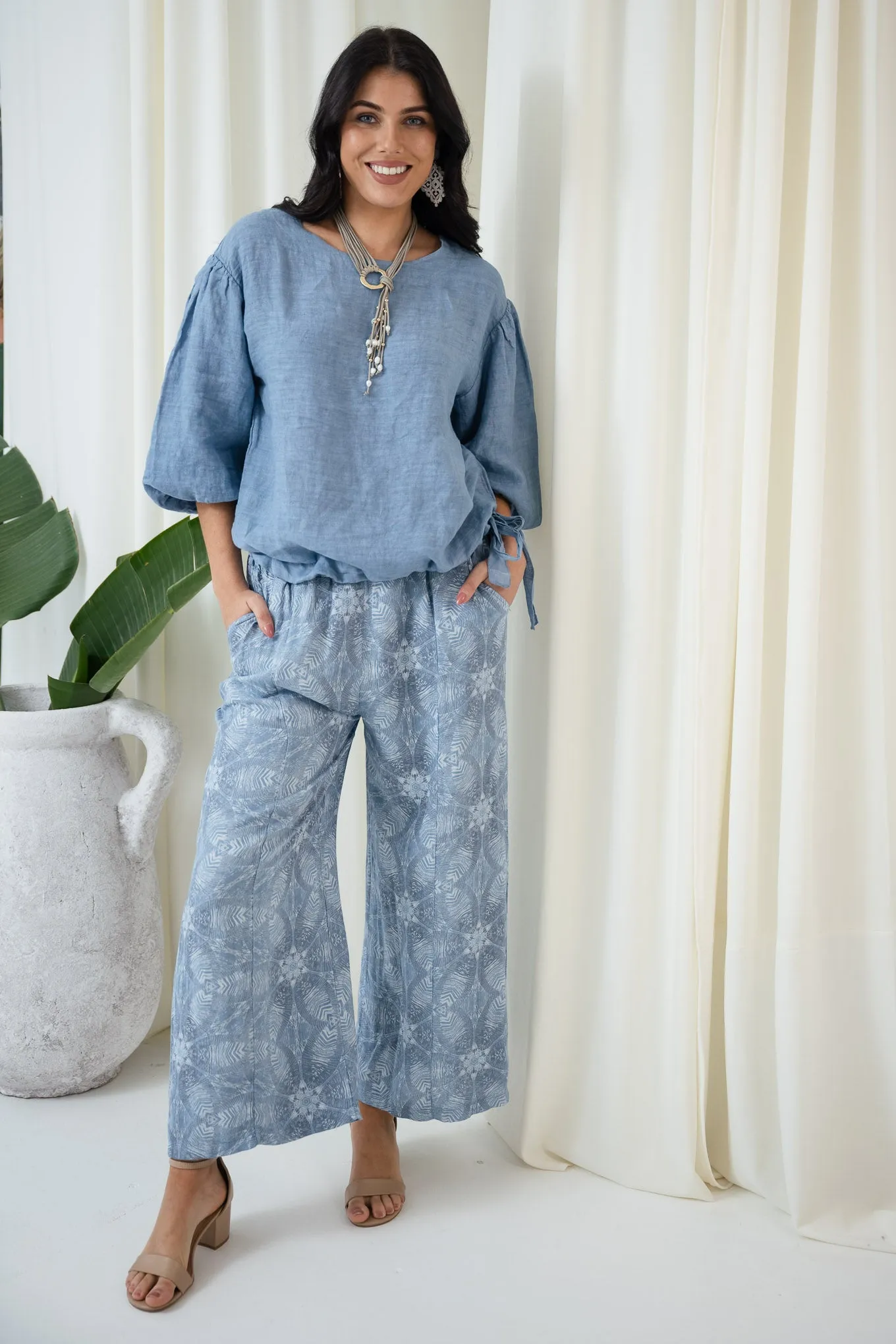 Patrice Puff Sleeve Top | Jeans Blue