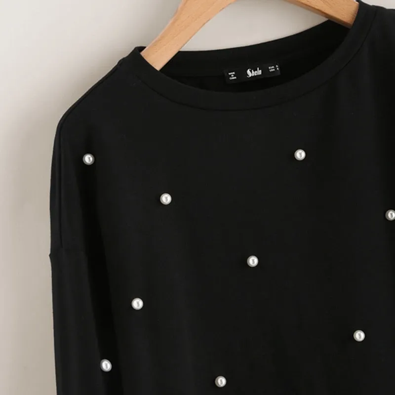 Pearl Beadings 2 Layers Sweatshirt