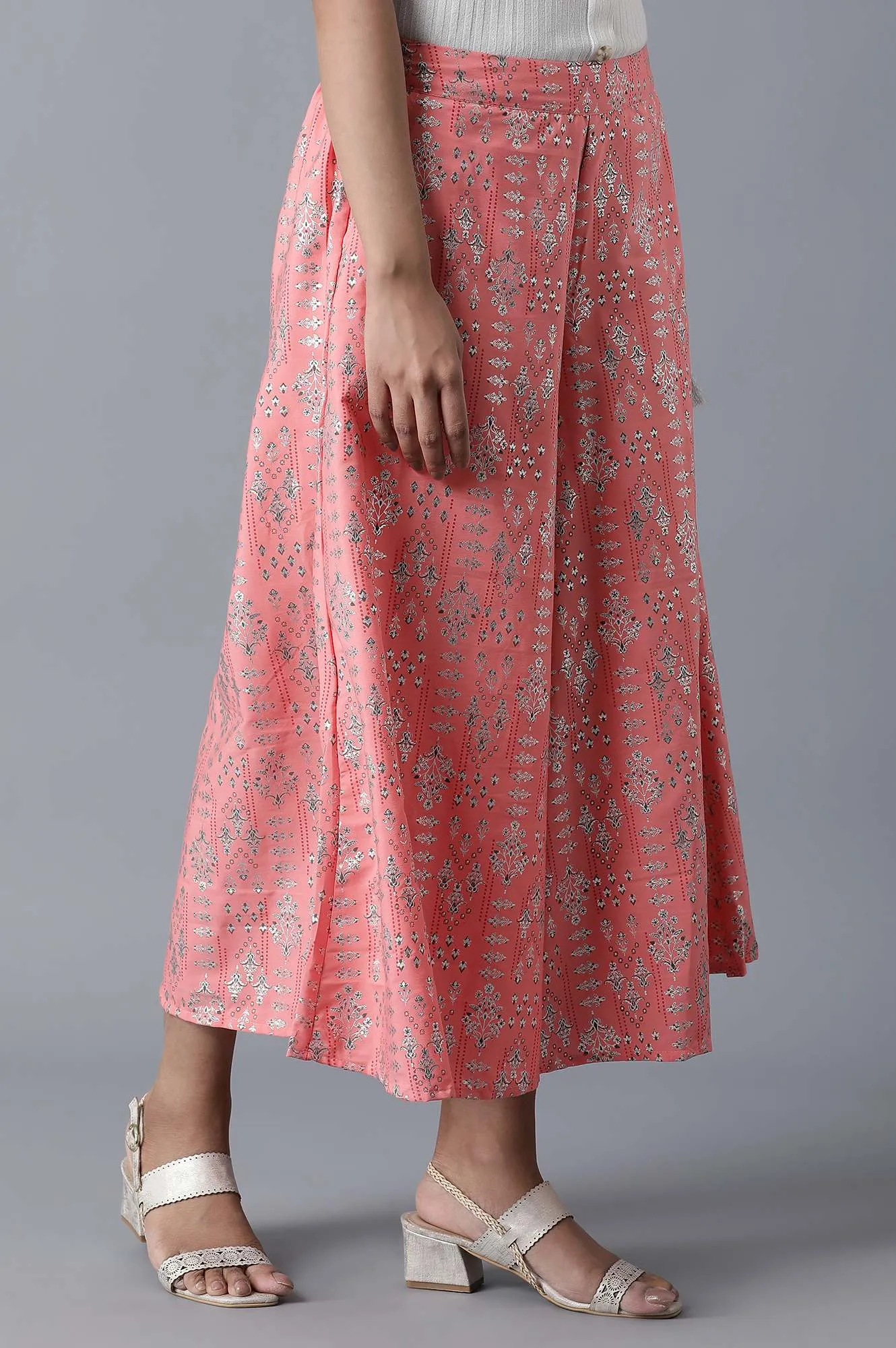 Pink Floral Print Culotte