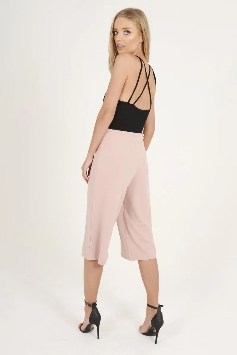 Pink High Waisted Cropped Culottes - Tola
