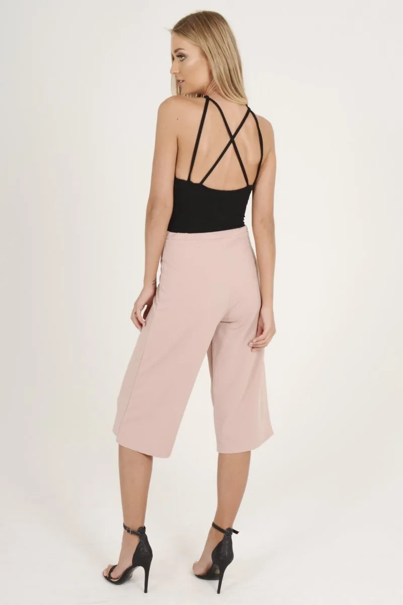 Pink High Waisted Cropped Culottes - Tola