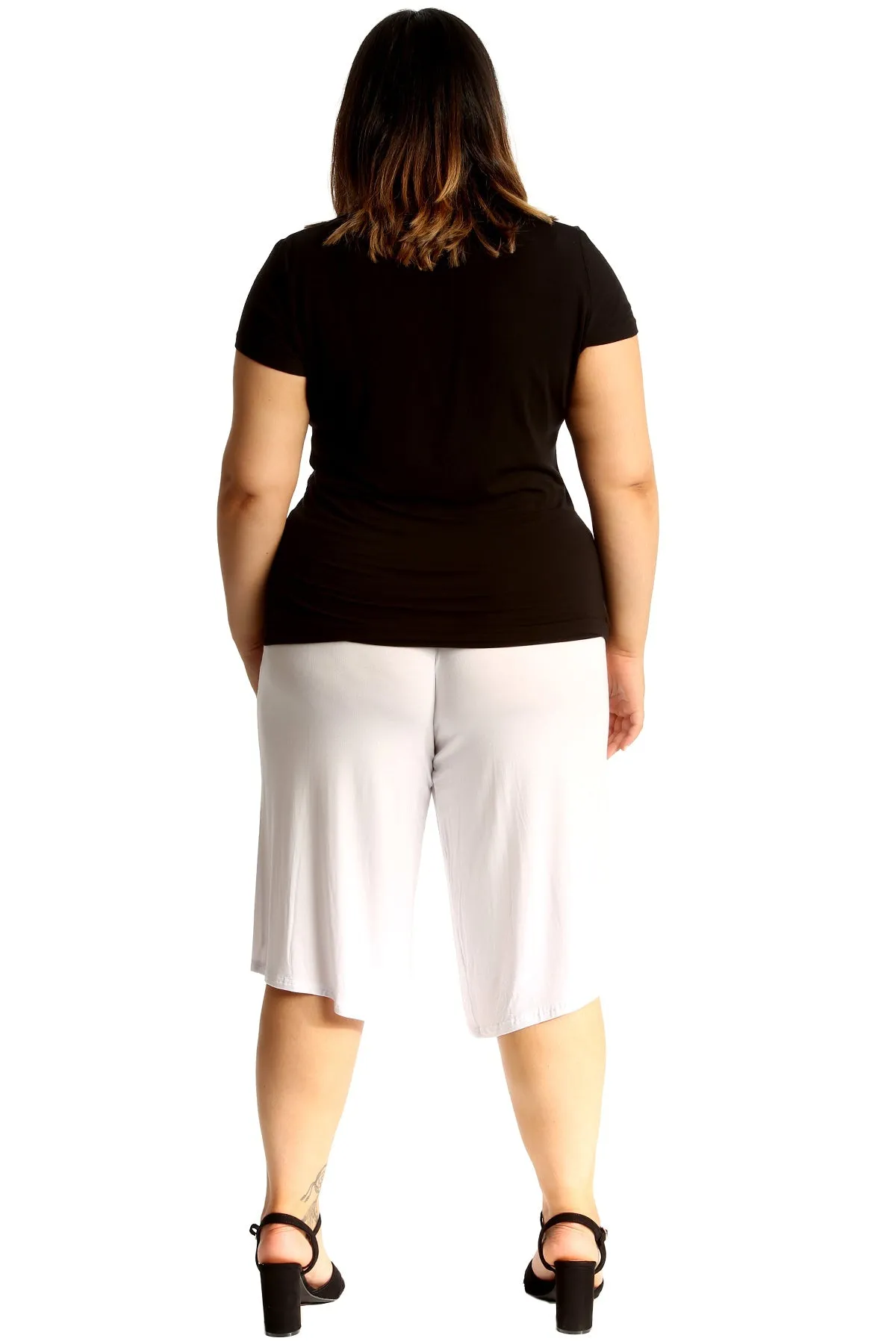 Plus Size Plain Viscose Culottes