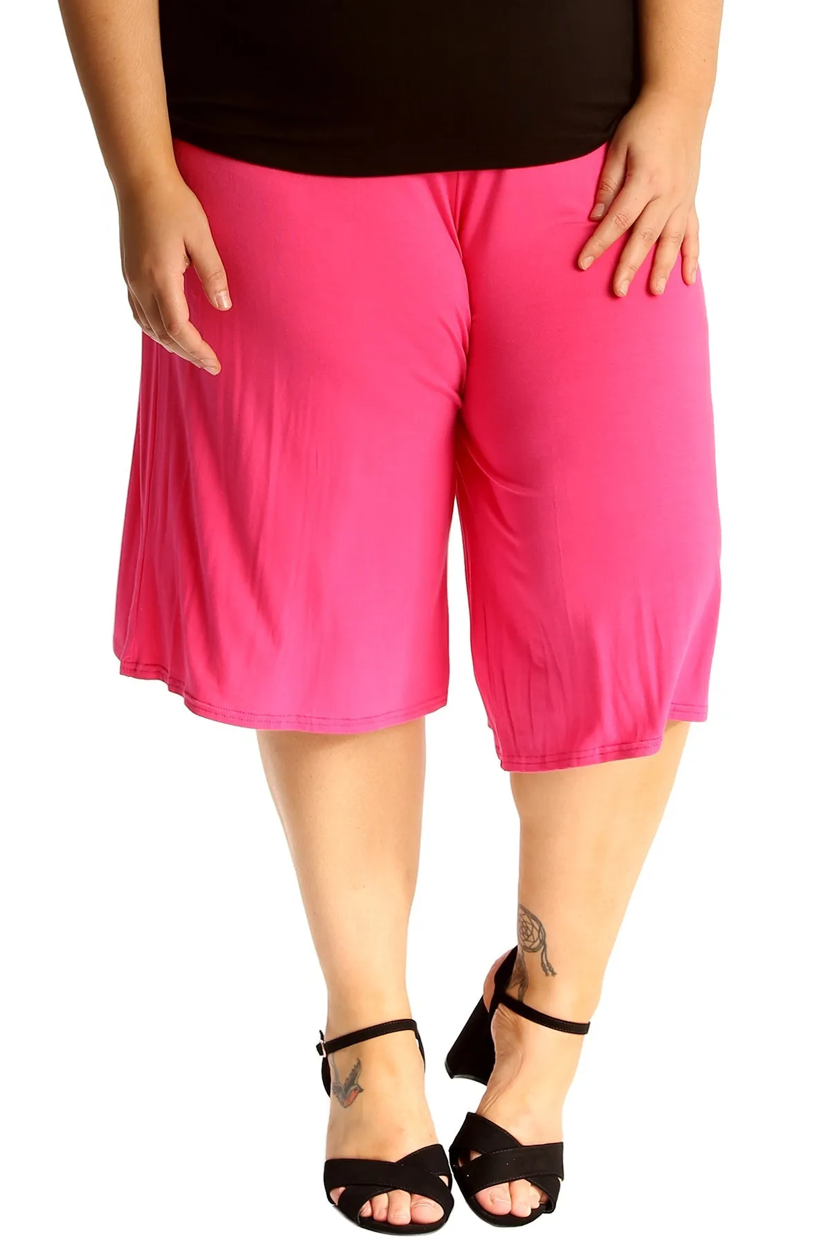 Plus Size Plain Viscose Culottes