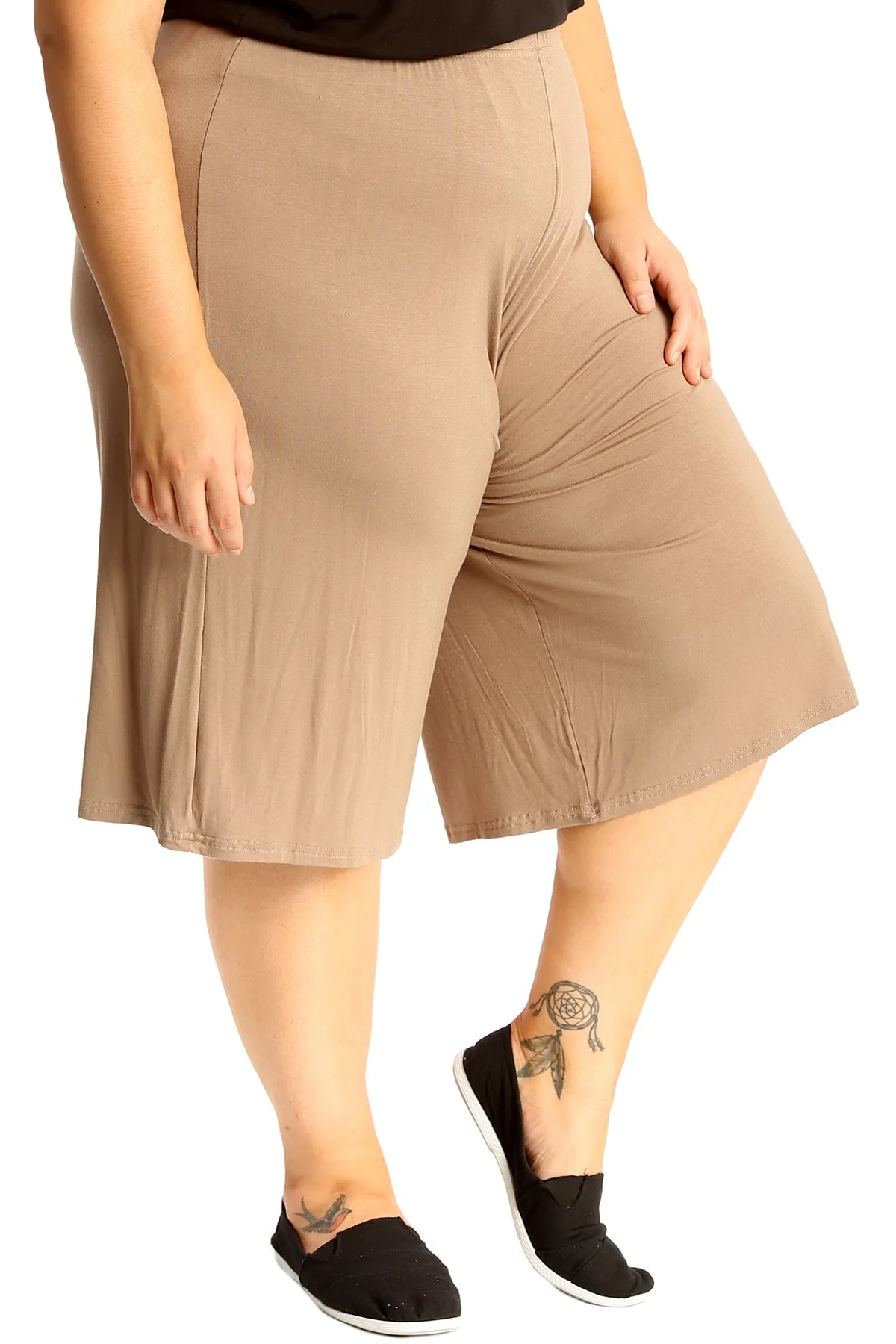 Plus Size Plain Viscose Culottes