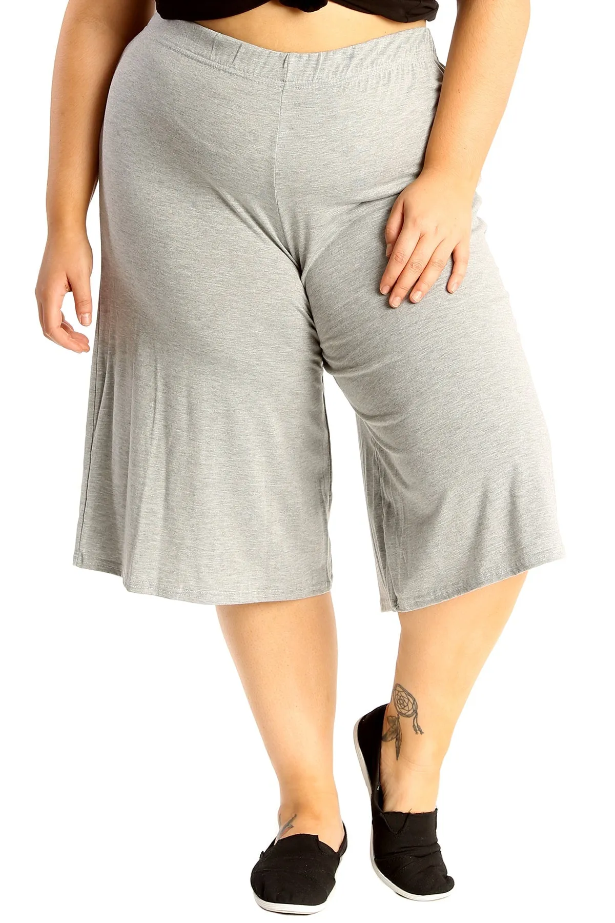 Plus Size Plain Viscose Culottes