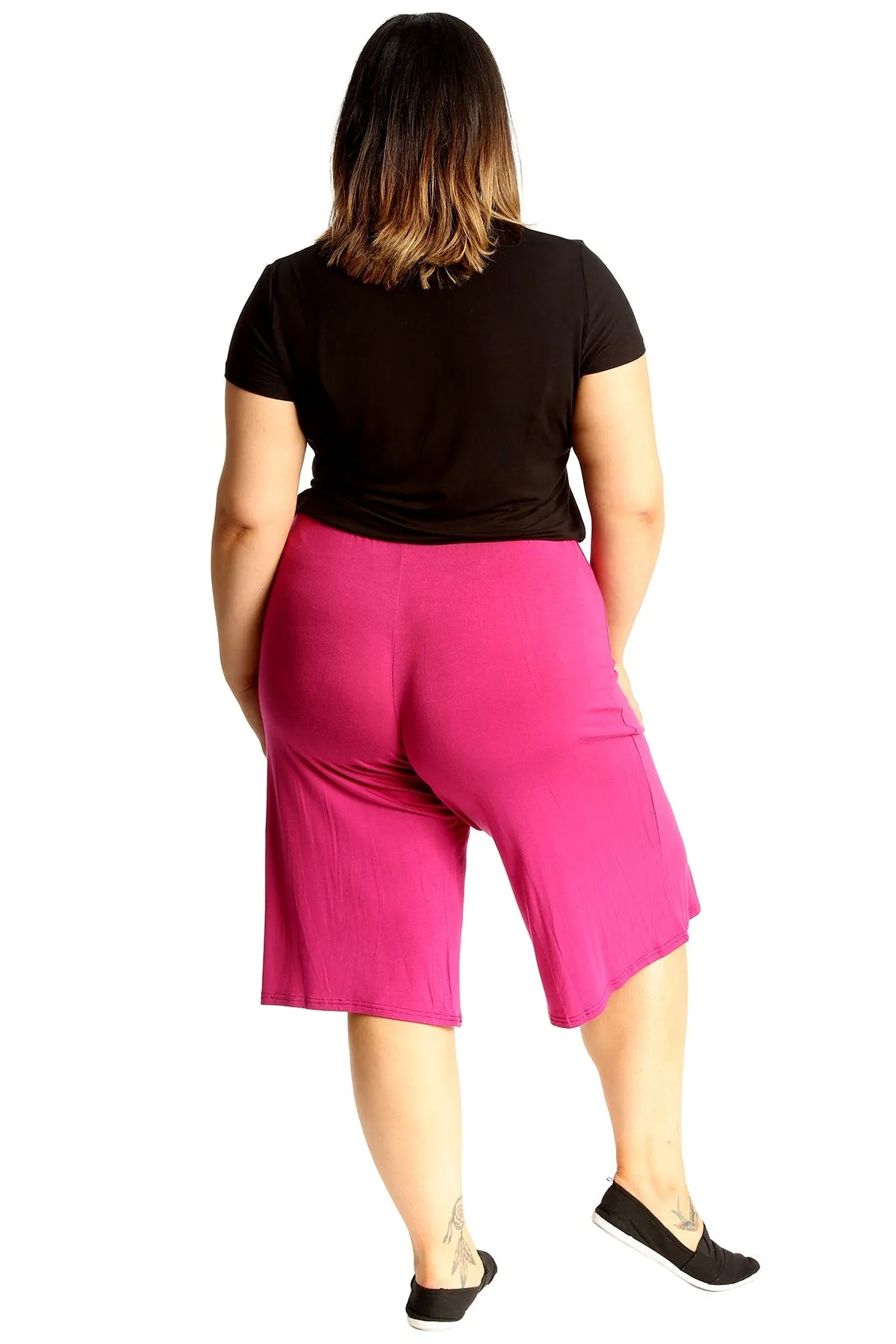 Plus Size Plain Viscose Culottes