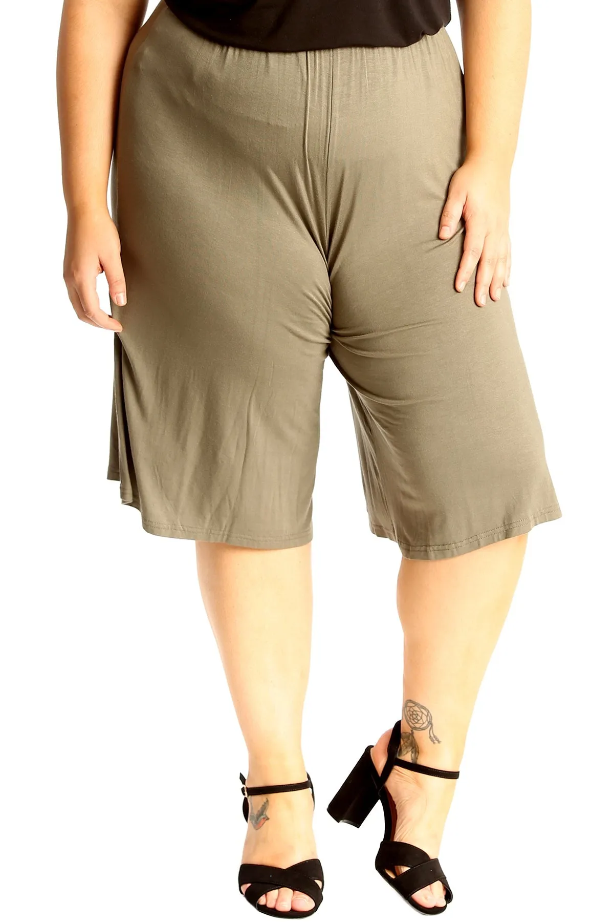 Plus Size Plain Viscose Culottes