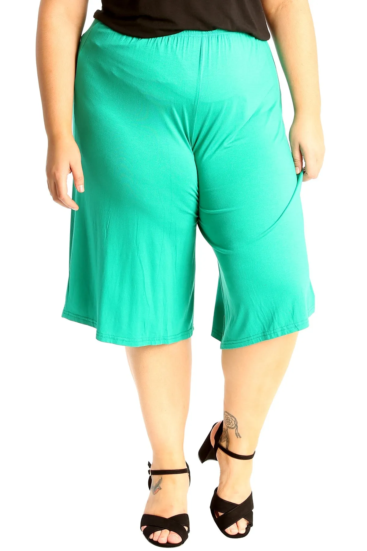 Plus Size Plain Viscose Culottes