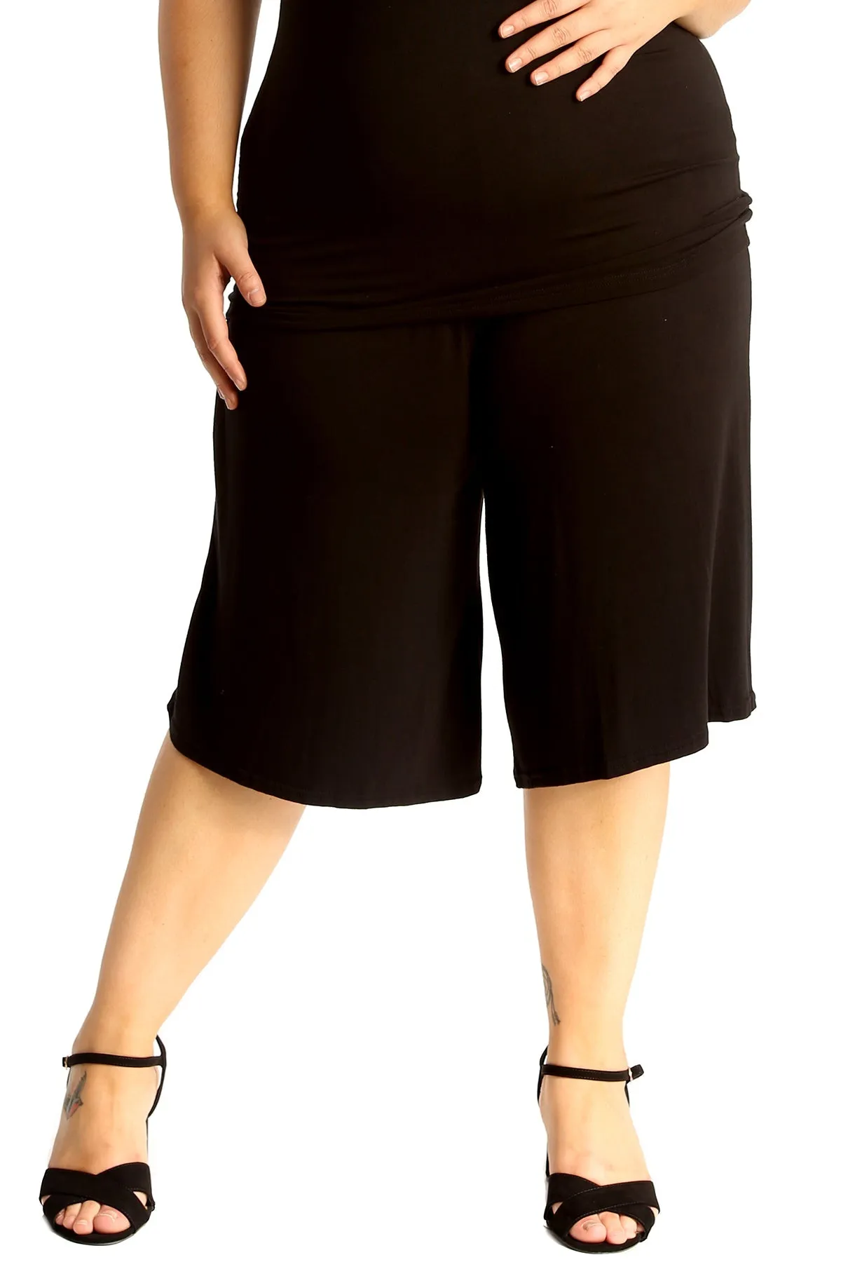 Plus Size Plain Viscose Culottes