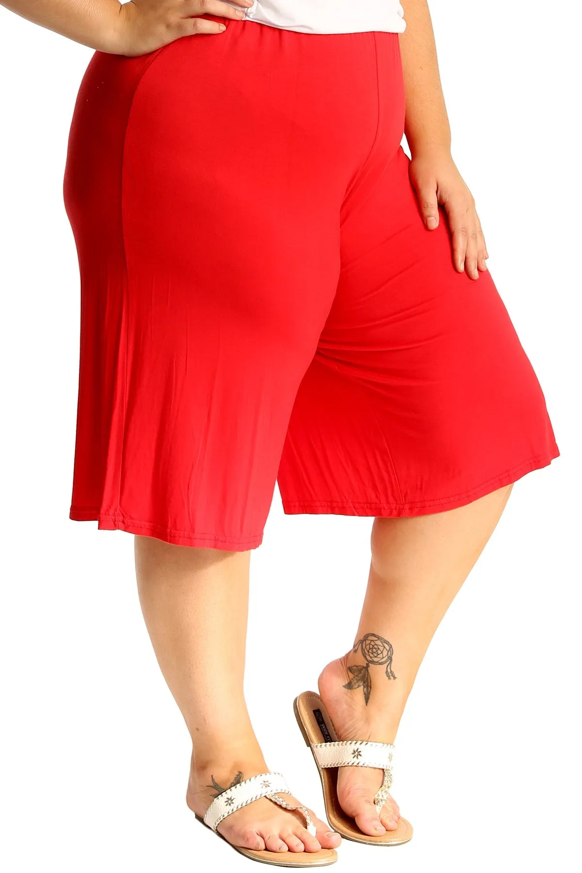 Plus Size Plain Viscose Culottes