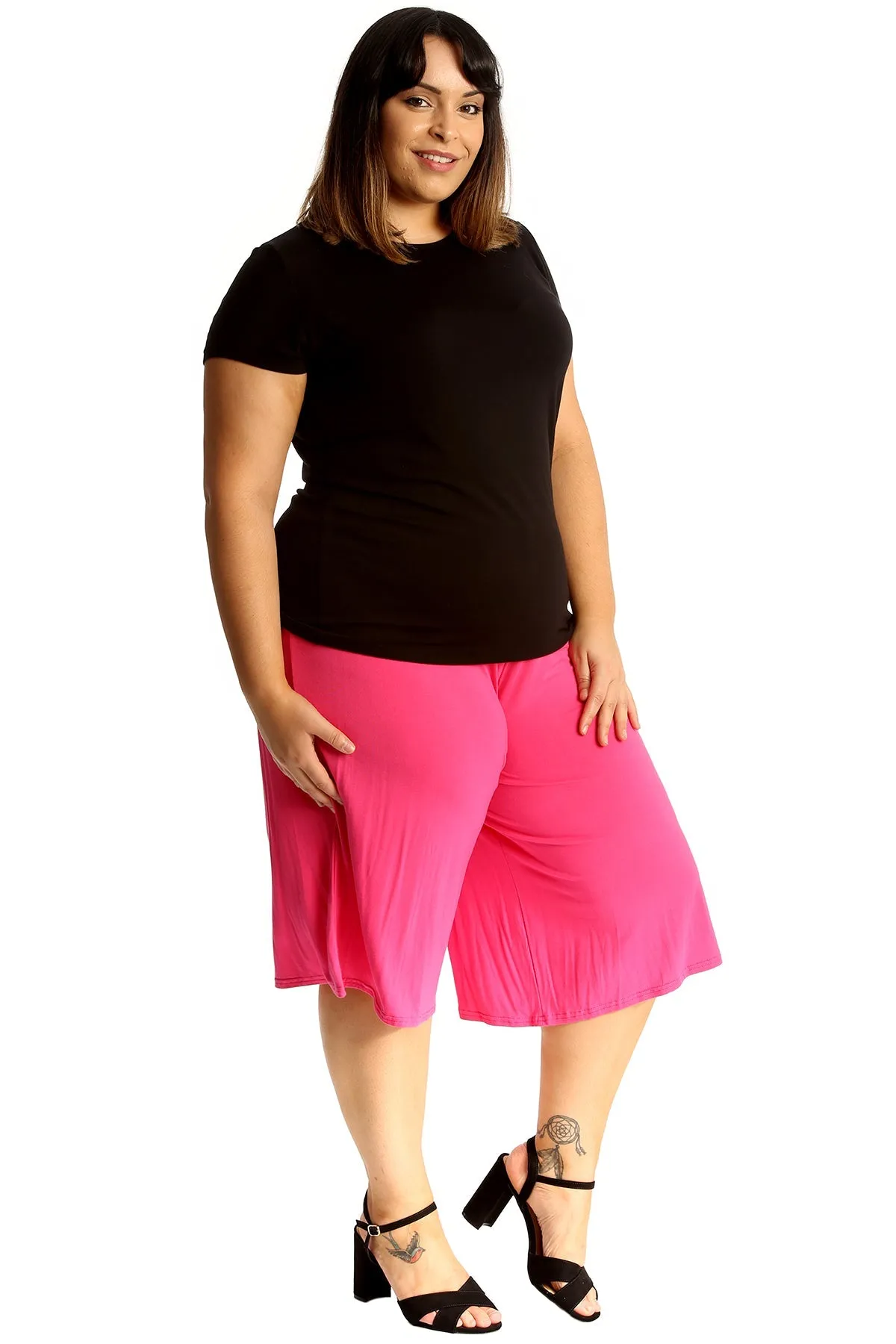 Plus Size Plain Viscose Culottes