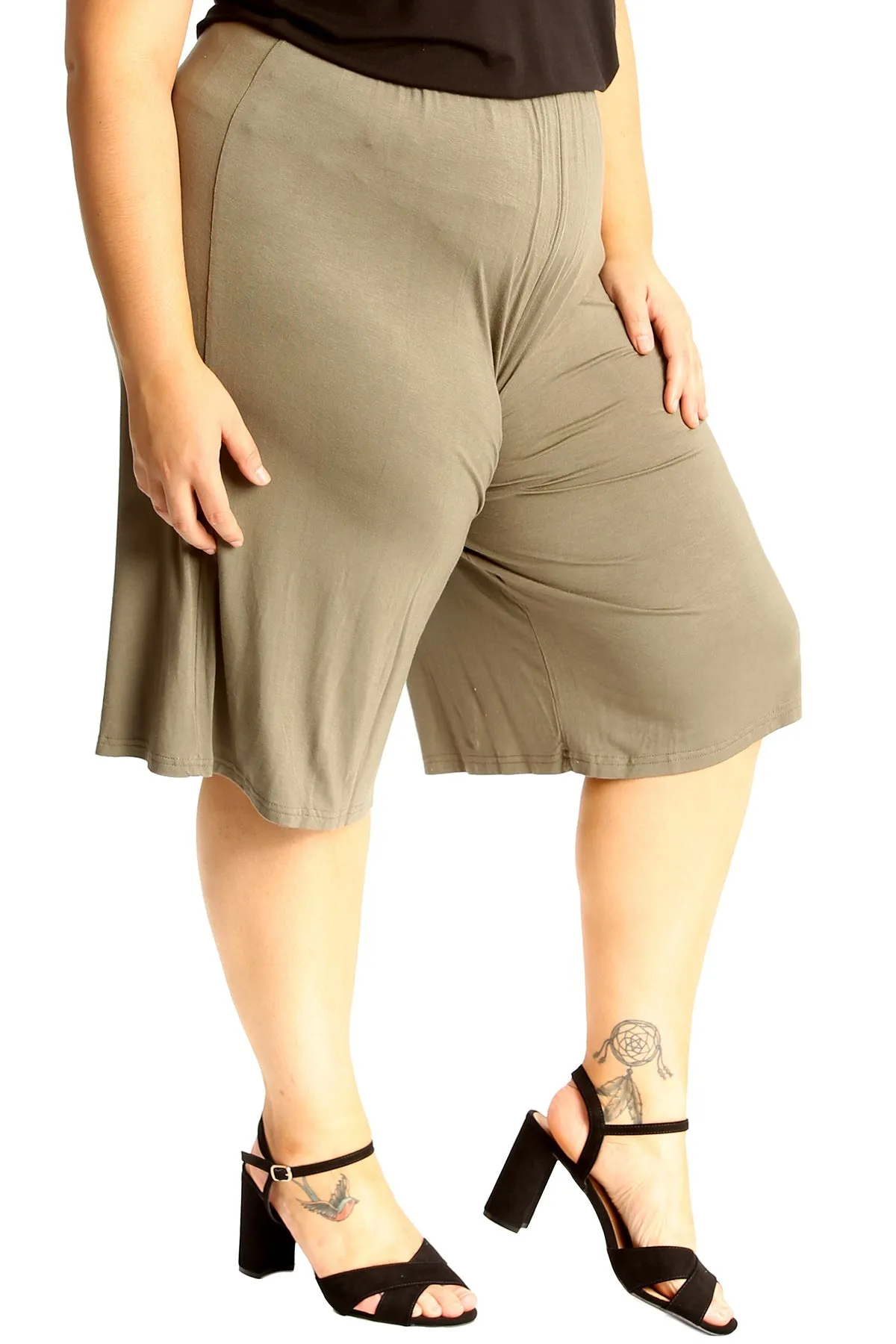 Plus Size Plain Viscose Culottes