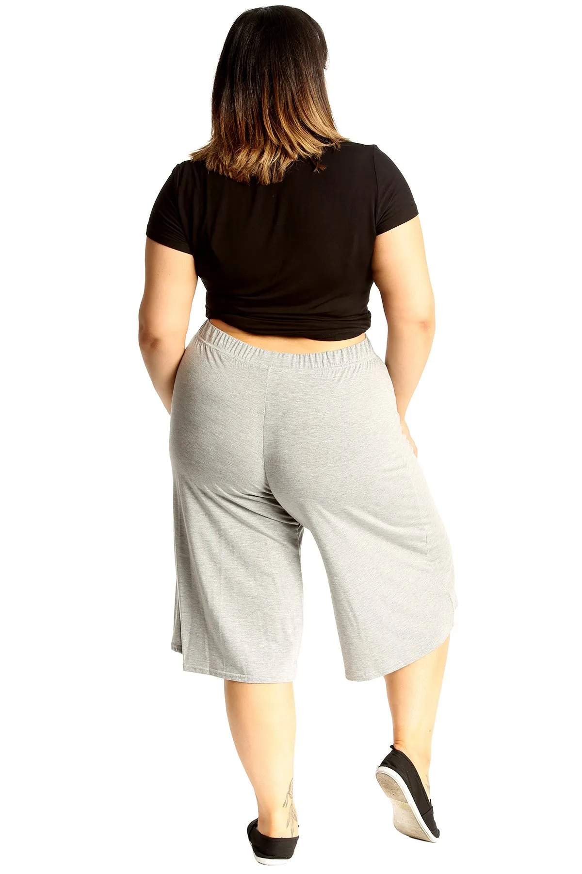 Plus Size Plain Viscose Culottes