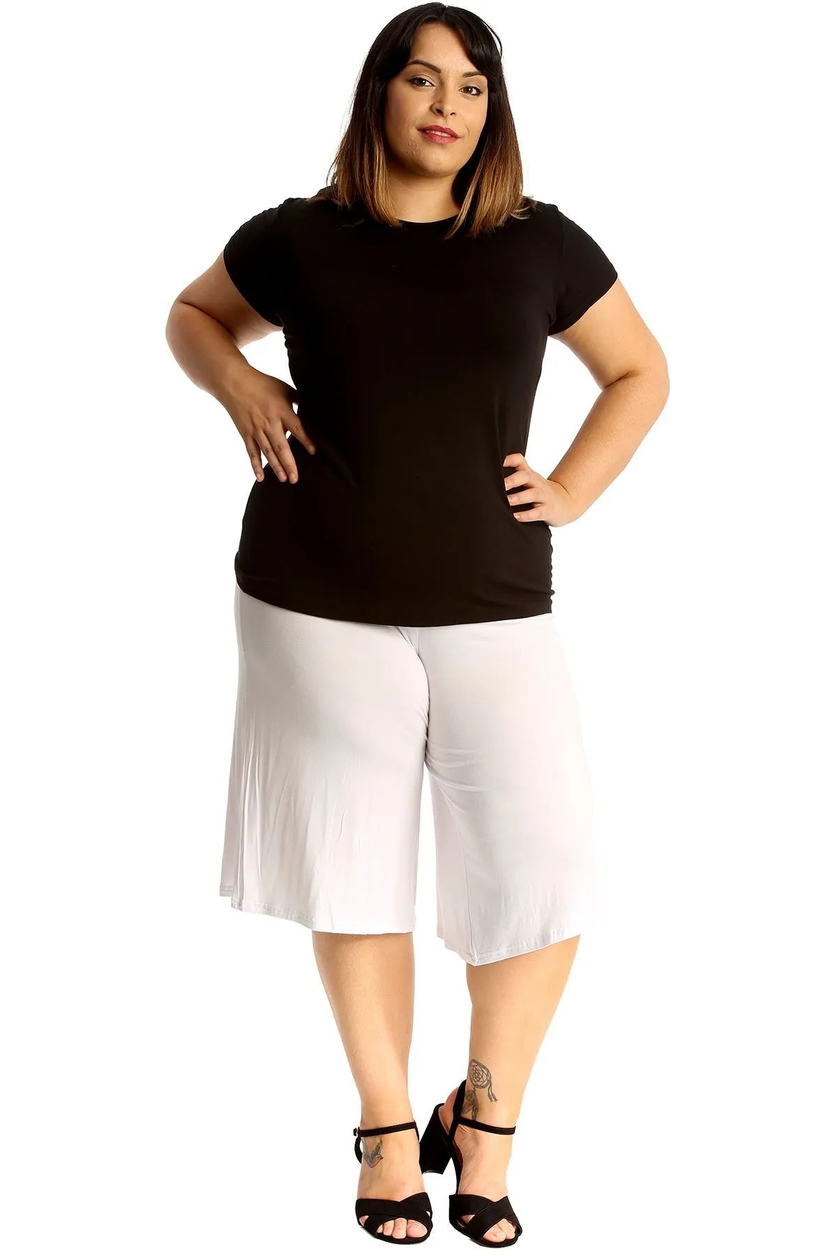 Plus Size Plain Viscose Culottes