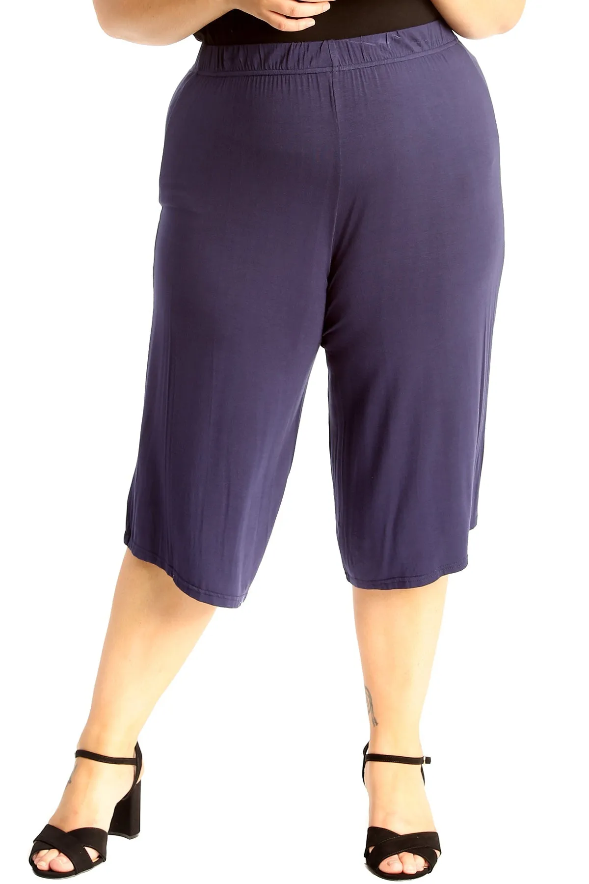 Plus Size Plain Viscose Culottes