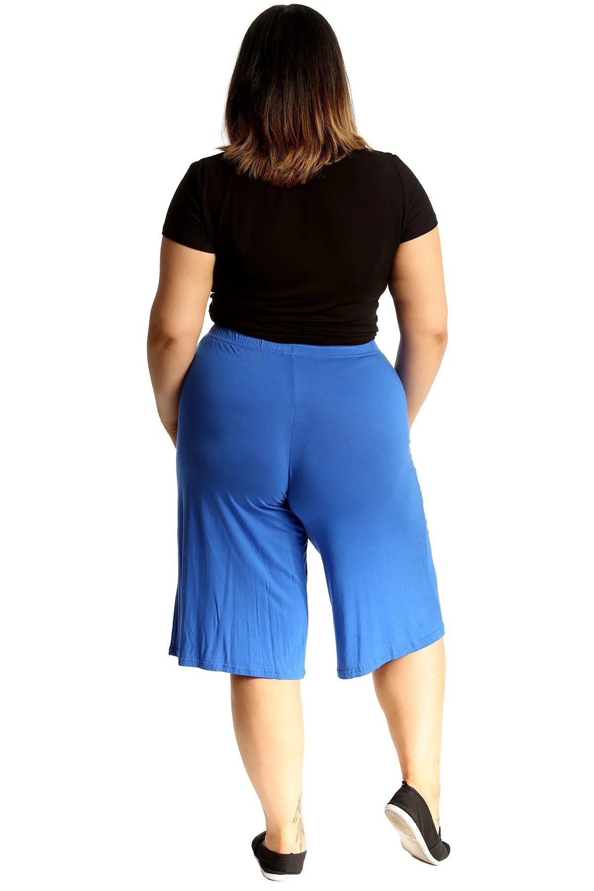Plus Size Plain Viscose Culottes