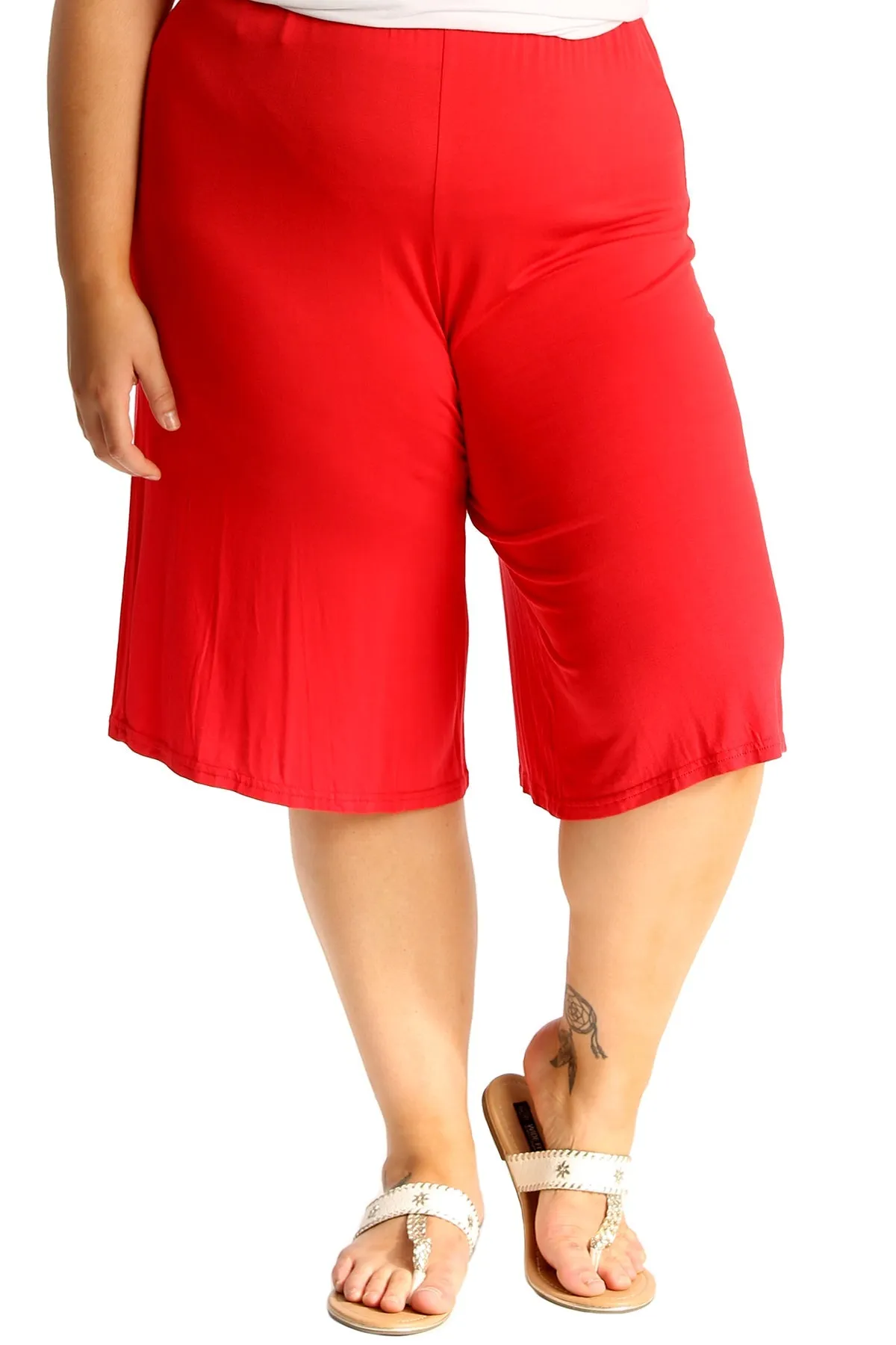 Plus Size Plain Viscose Culottes