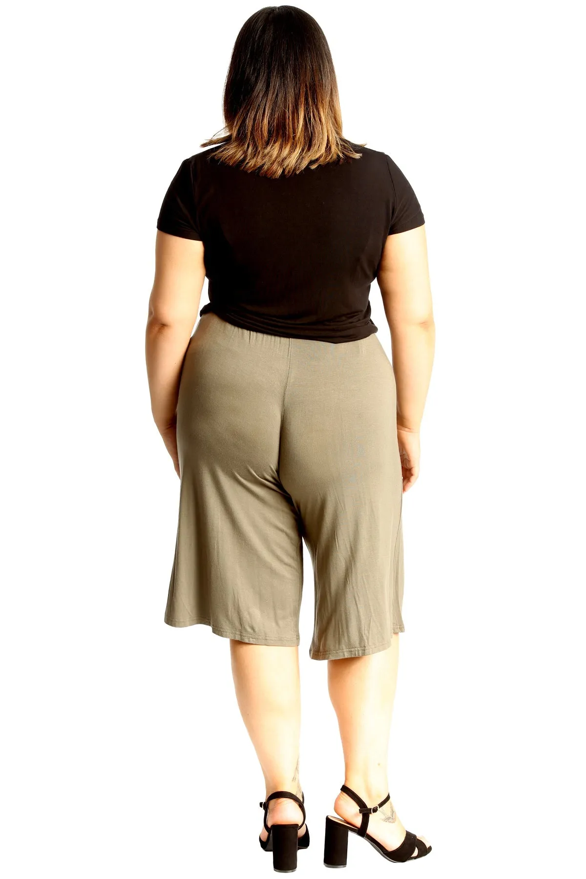 Plus Size Plain Viscose Culottes