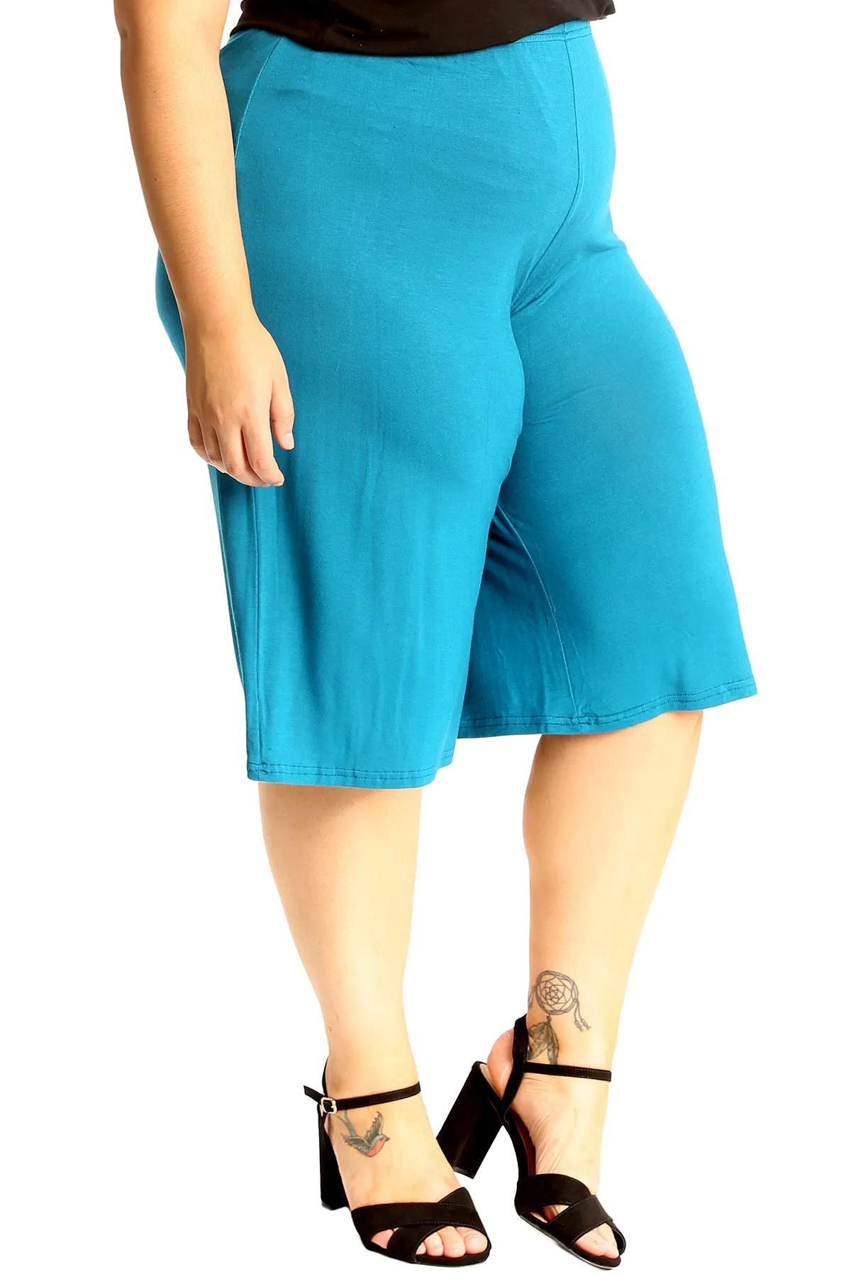 Plus Size Plain Viscose Culottes