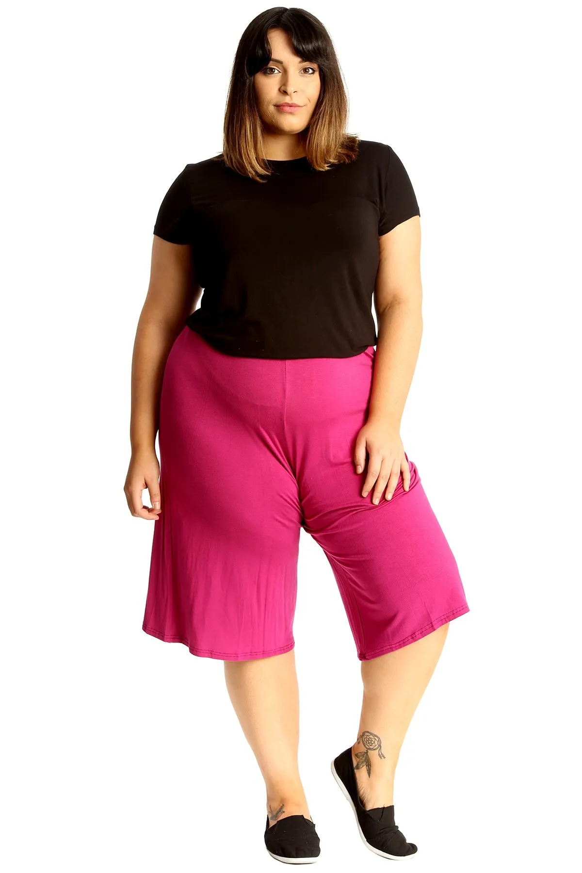 Plus Size Plain Viscose Culottes