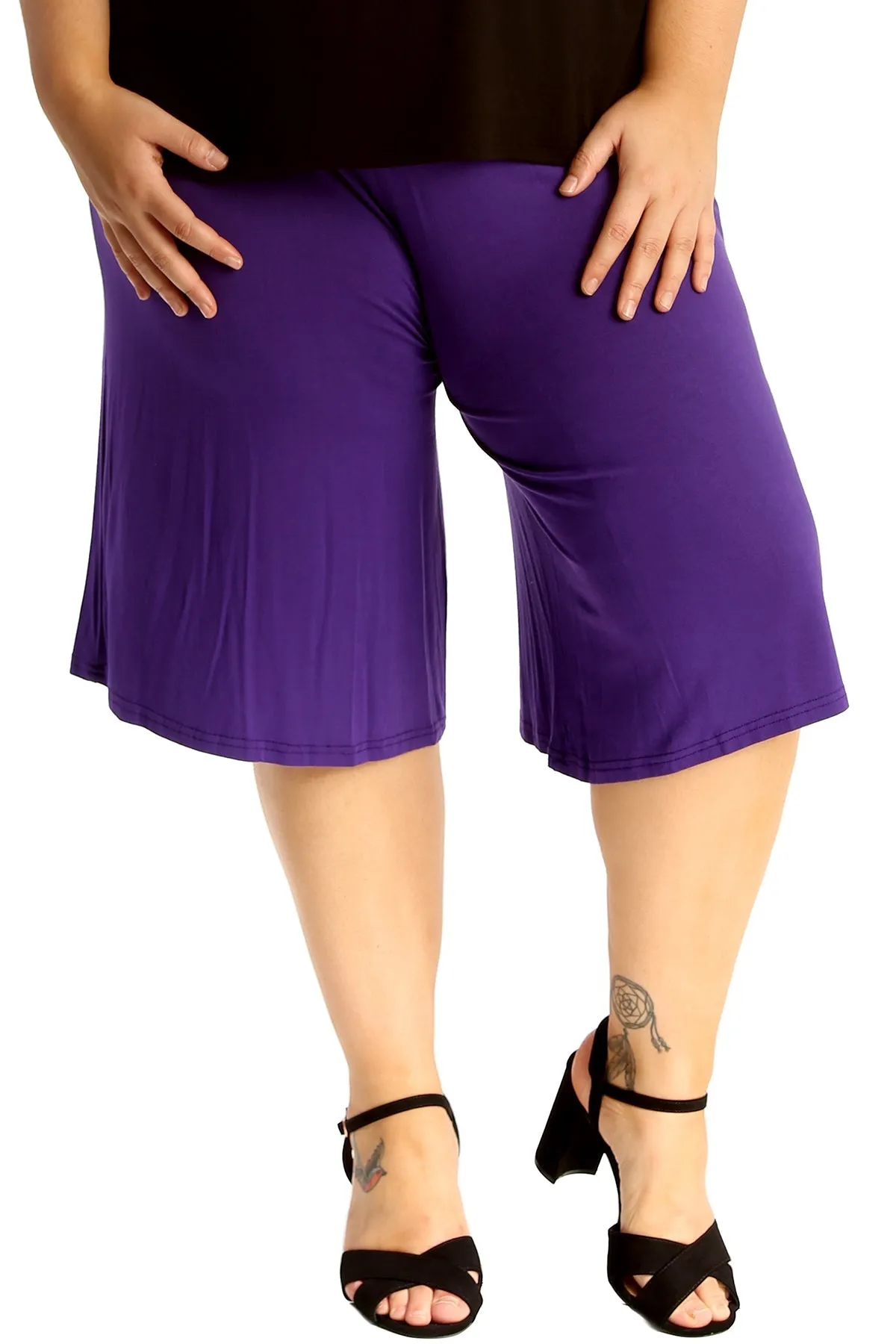 Plus Size Plain Viscose Culottes