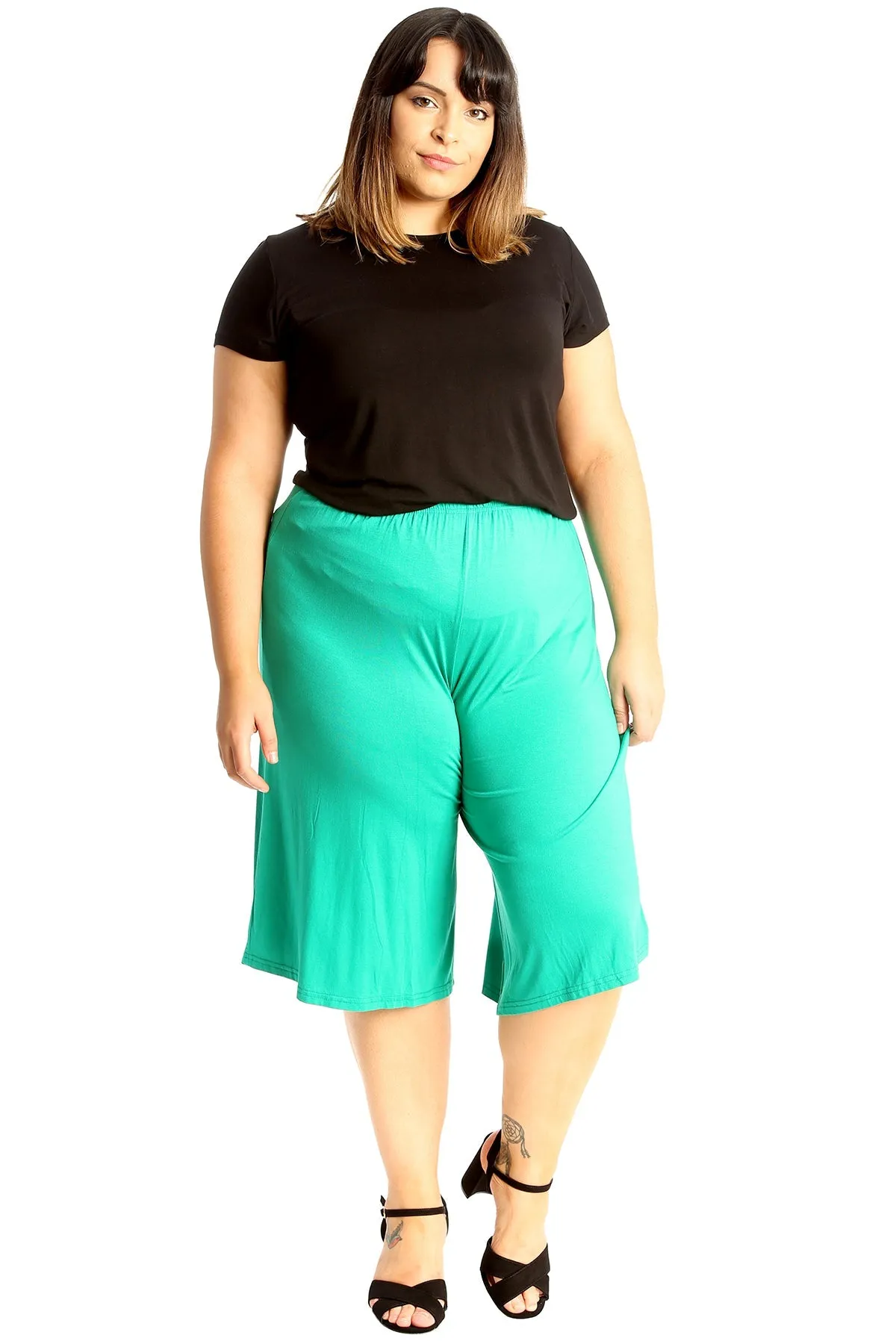 Plus Size Plain Viscose Culottes