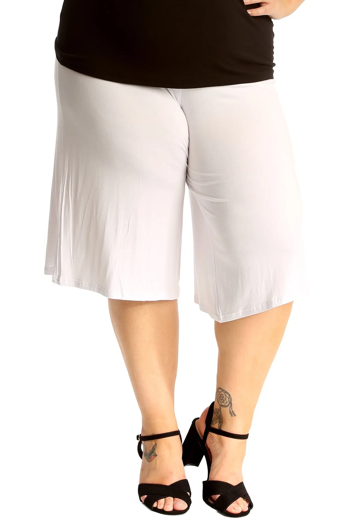 Plus Size Plain Viscose Culottes