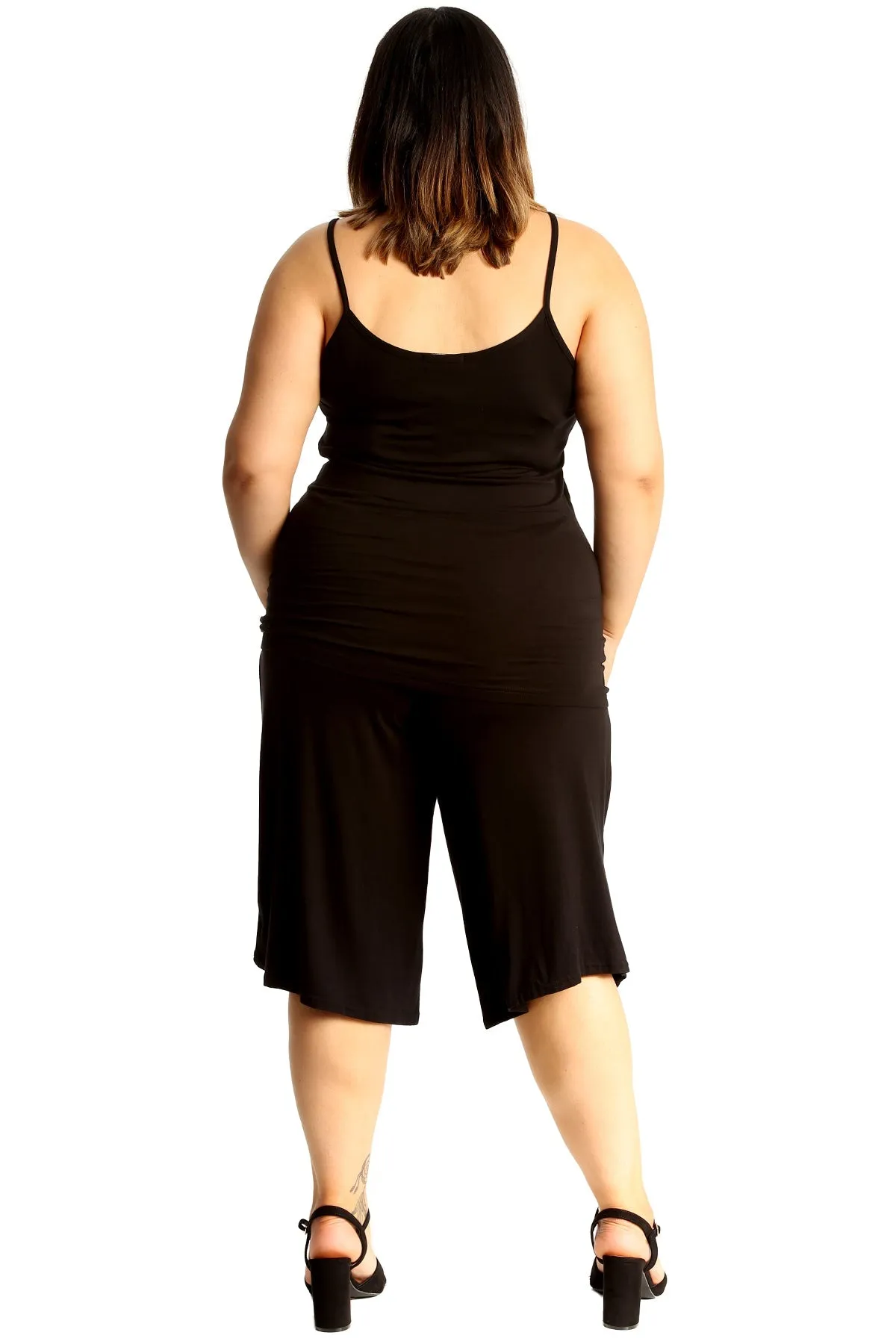 Plus Size Plain Viscose Culottes