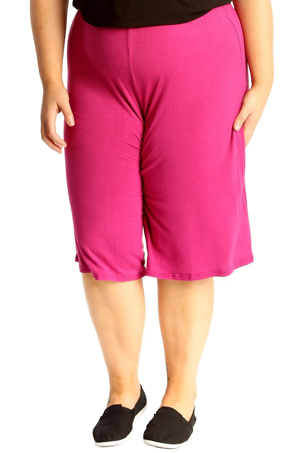Plus Size Plain Viscose Culottes