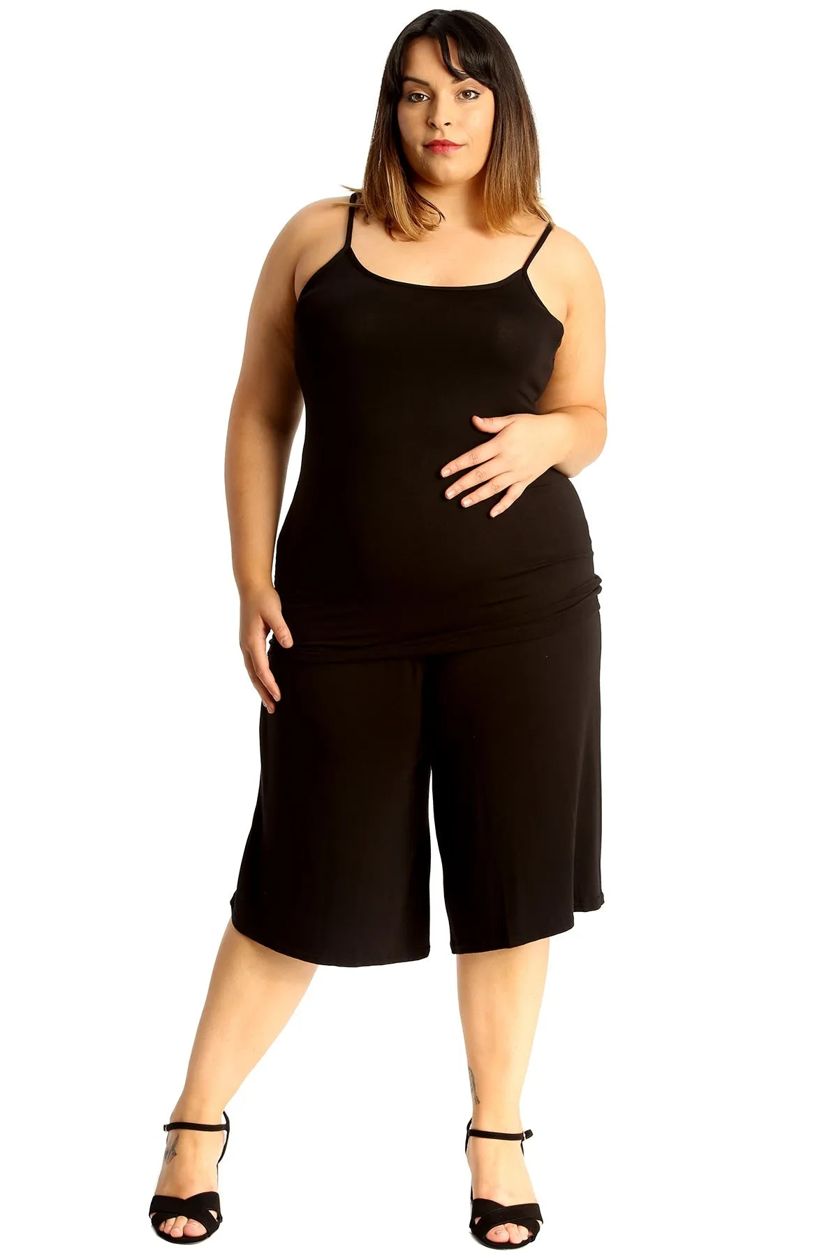 Plus Size Plain Viscose Culottes