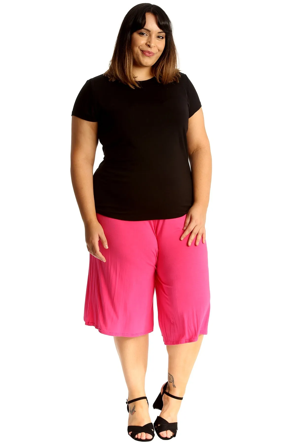 Plus Size Plain Viscose Culottes