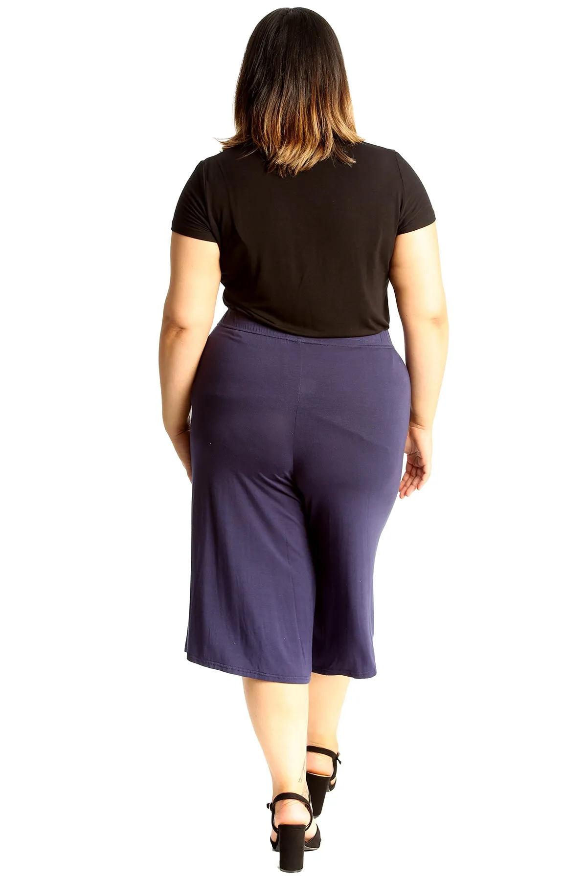 Plus Size Plain Viscose Culottes