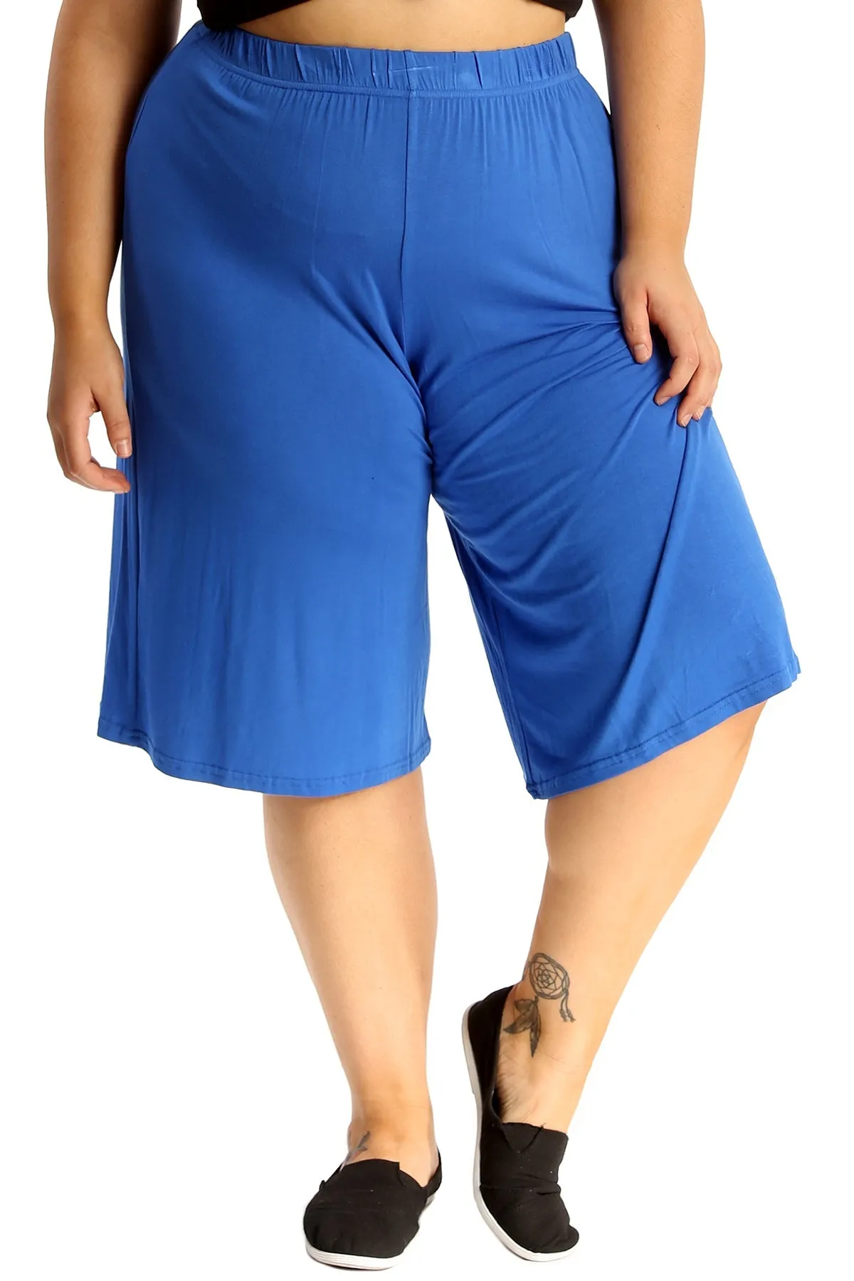Plus Size Plain Viscose Culottes