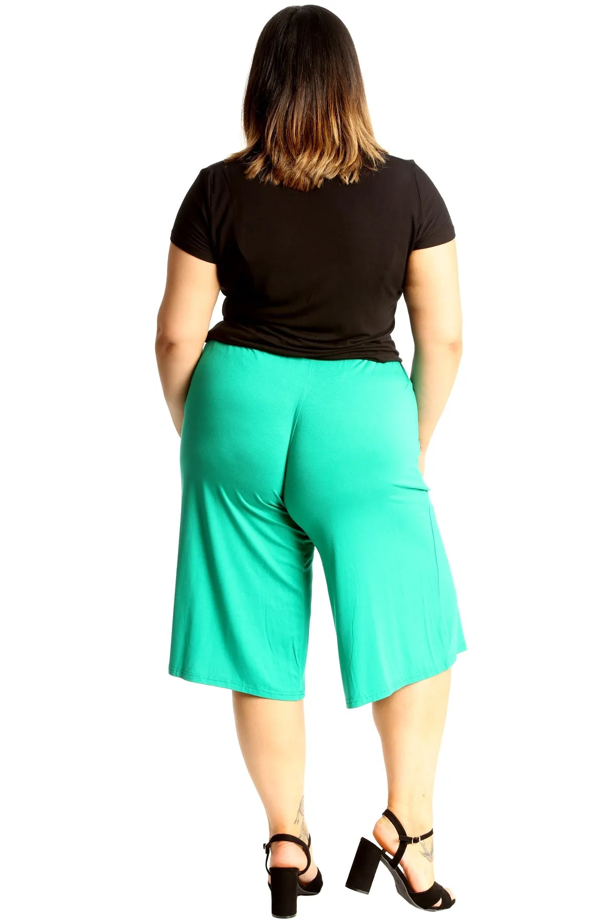 Plus Size Plain Viscose Culottes