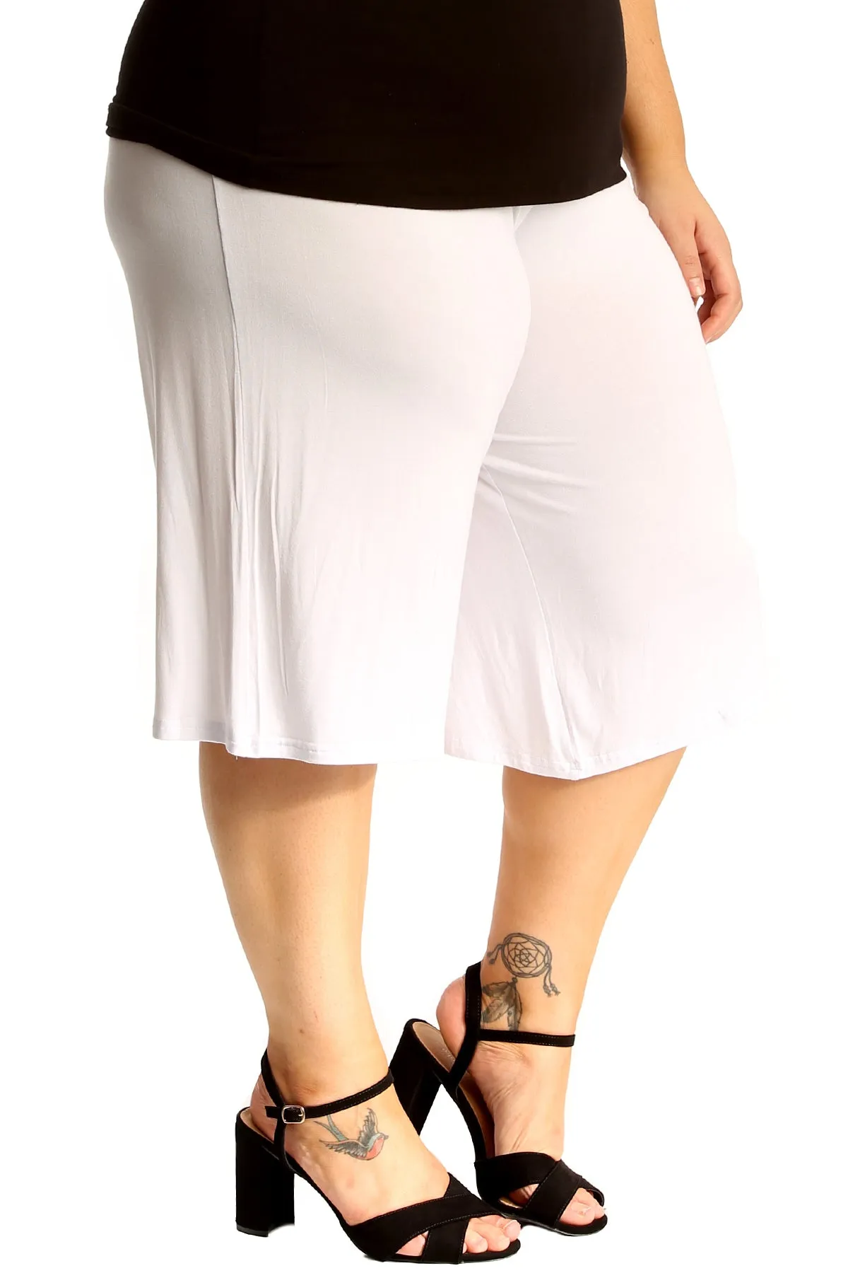 Plus Size Plain Viscose Culottes