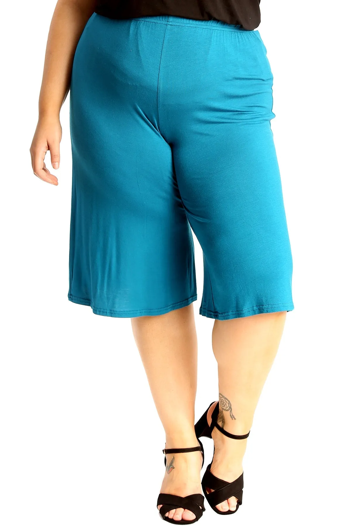 Plus Size Plain Viscose Culottes