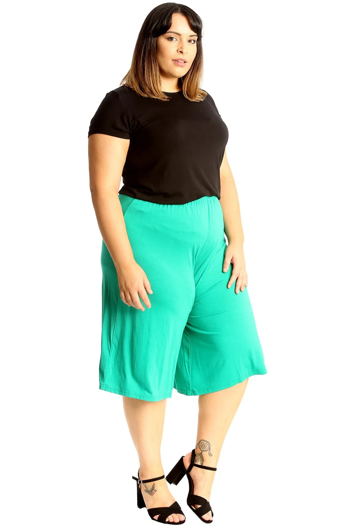 Plus Size Plain Viscose Culottes