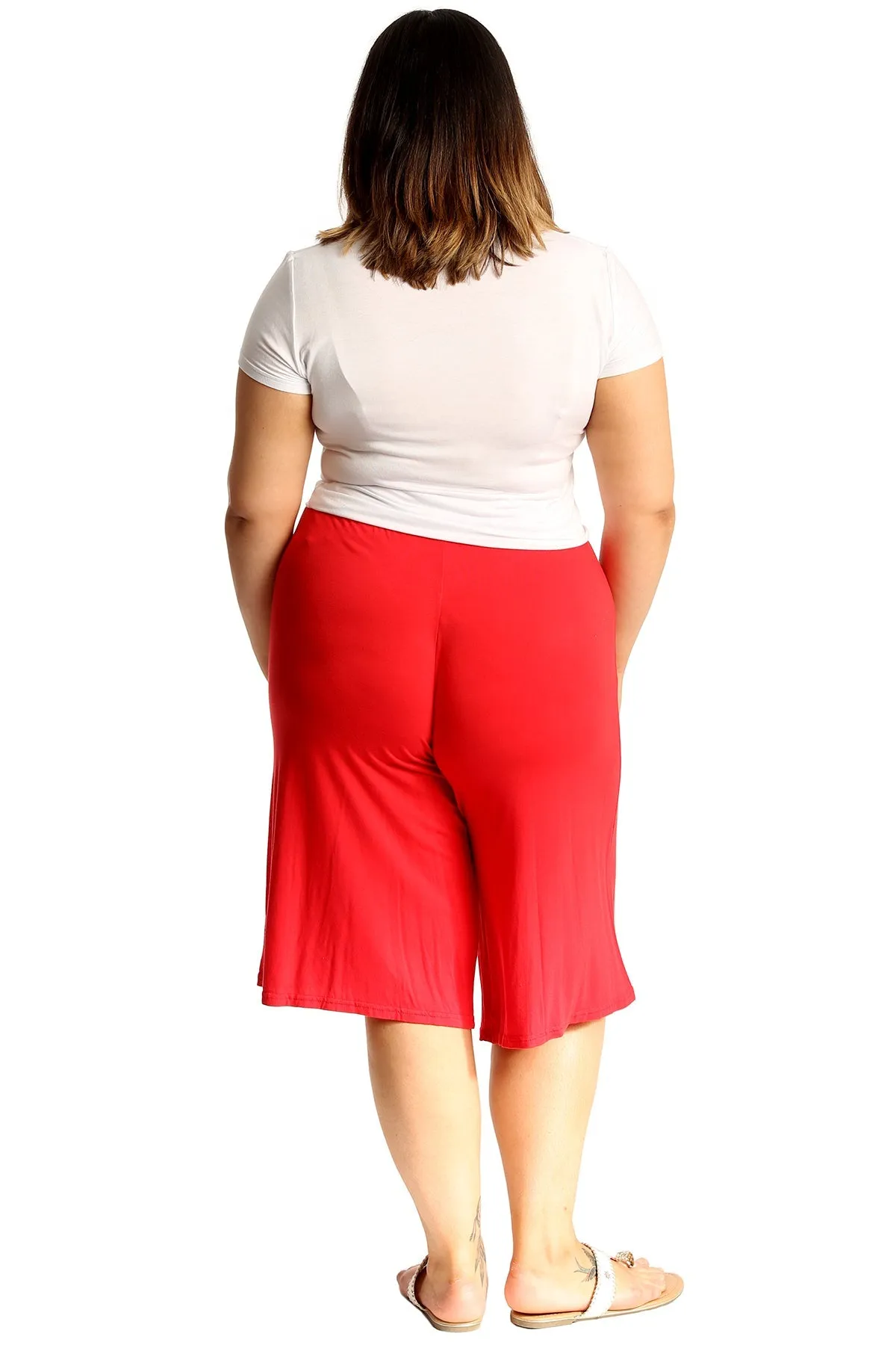 Plus Size Plain Viscose Culottes