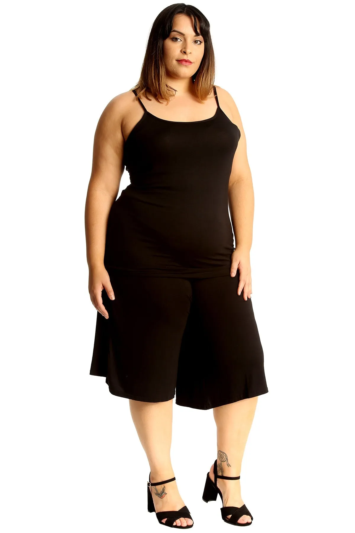 Plus Size Plain Viscose Culottes