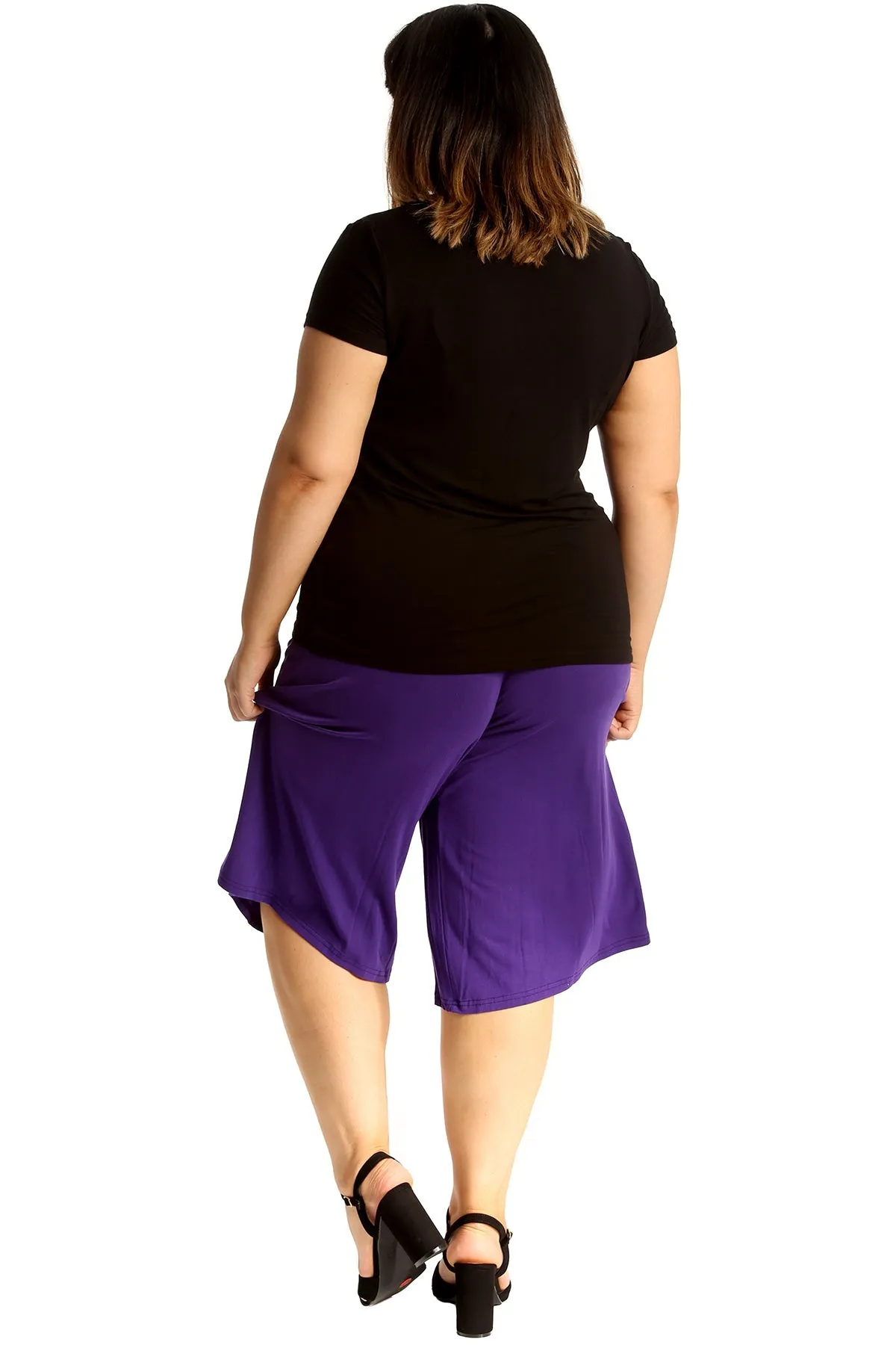 Plus Size Plain Viscose Culottes
