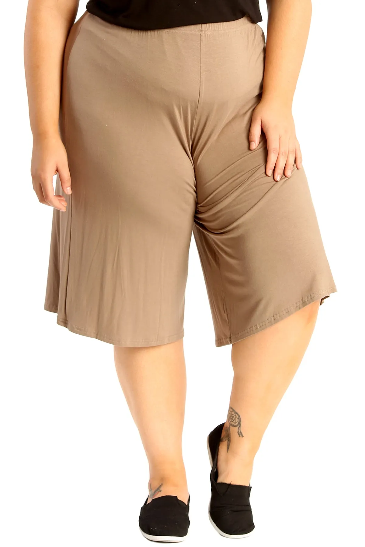 Plus Size Plain Viscose Culottes