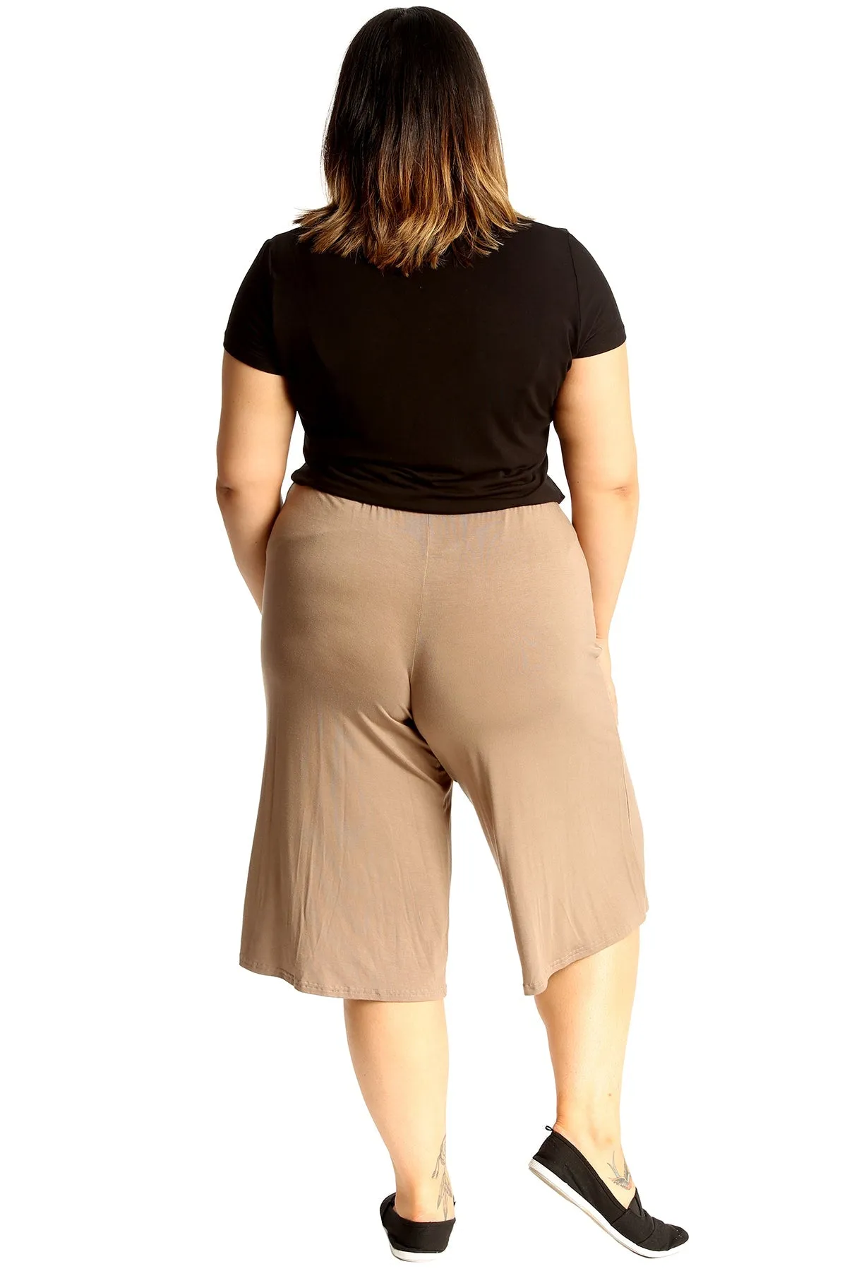 Plus Size Plain Viscose Culottes